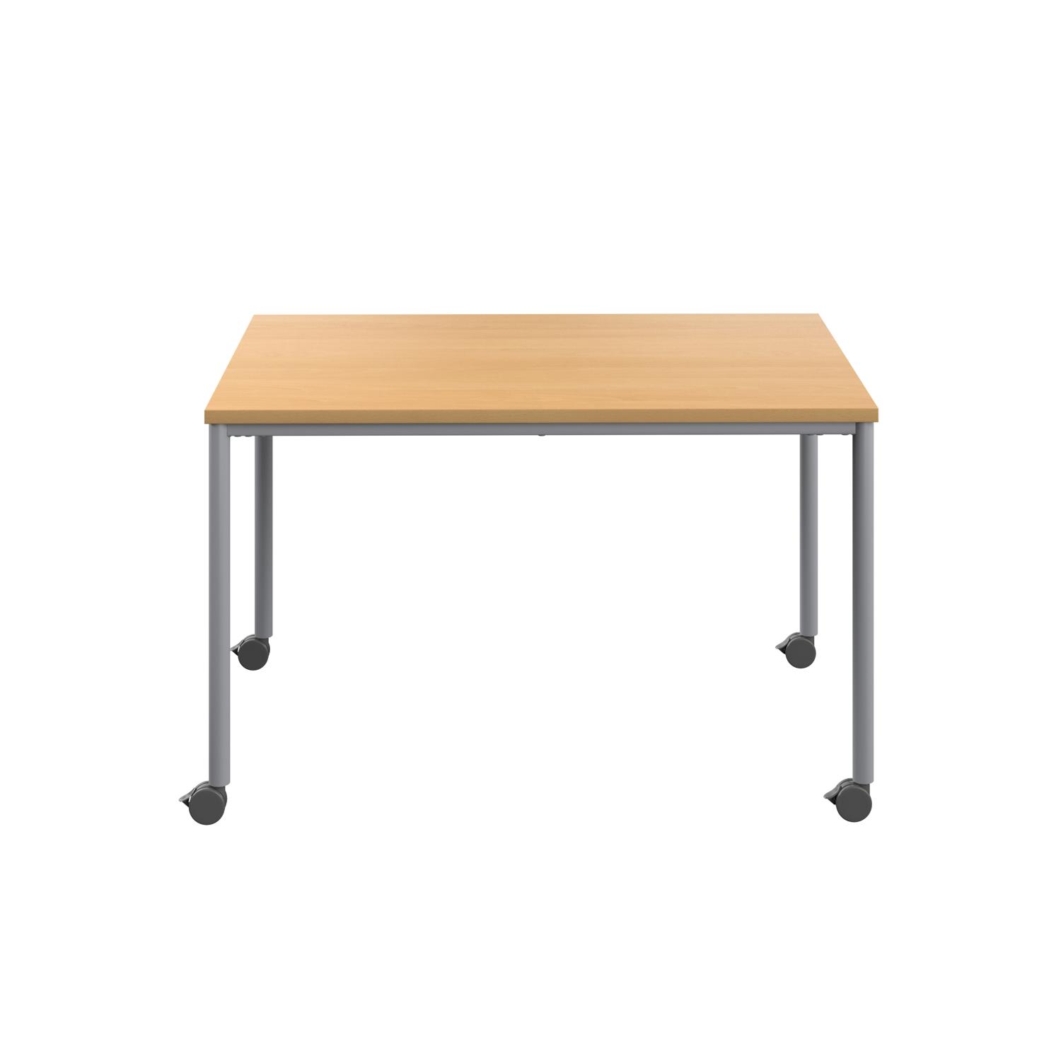 Titan Mobile Rectangular Table  1400 X 600 Silver/Ellmau Beech