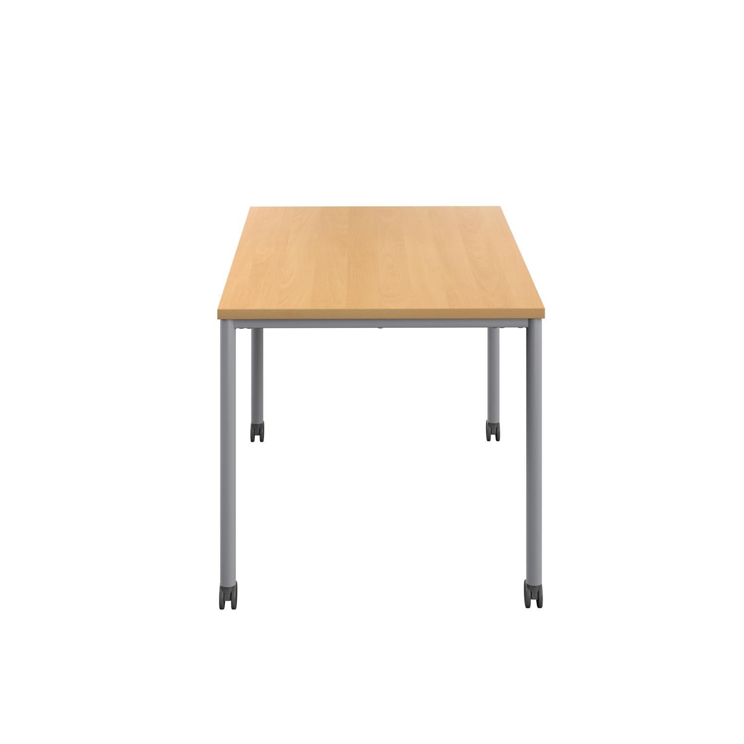 Titan Mobile Rectangular Table  1400 X 600 Silver/Ellmau Beech