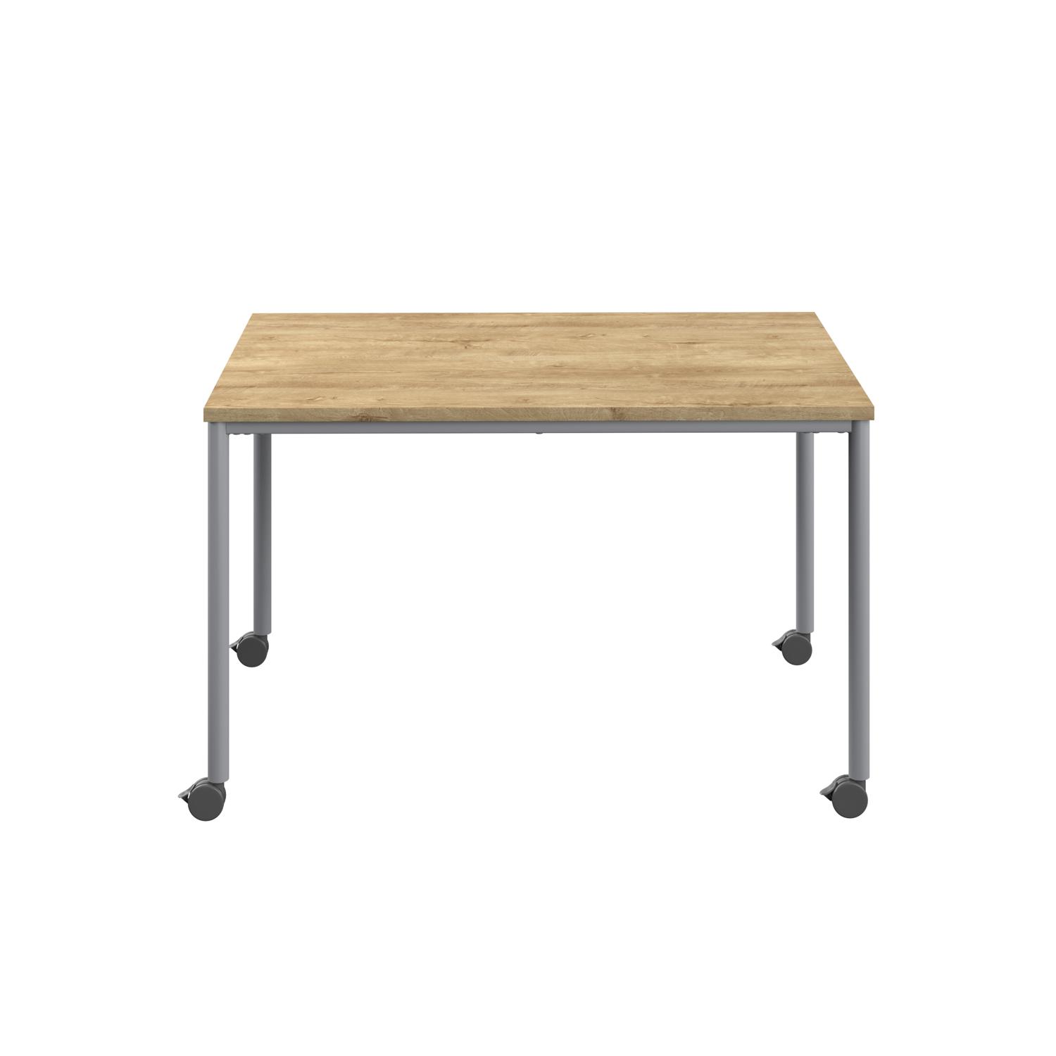 Titan Mobile Rectangular Table  1400 X 600 Silver/Natural Nebraska Oak