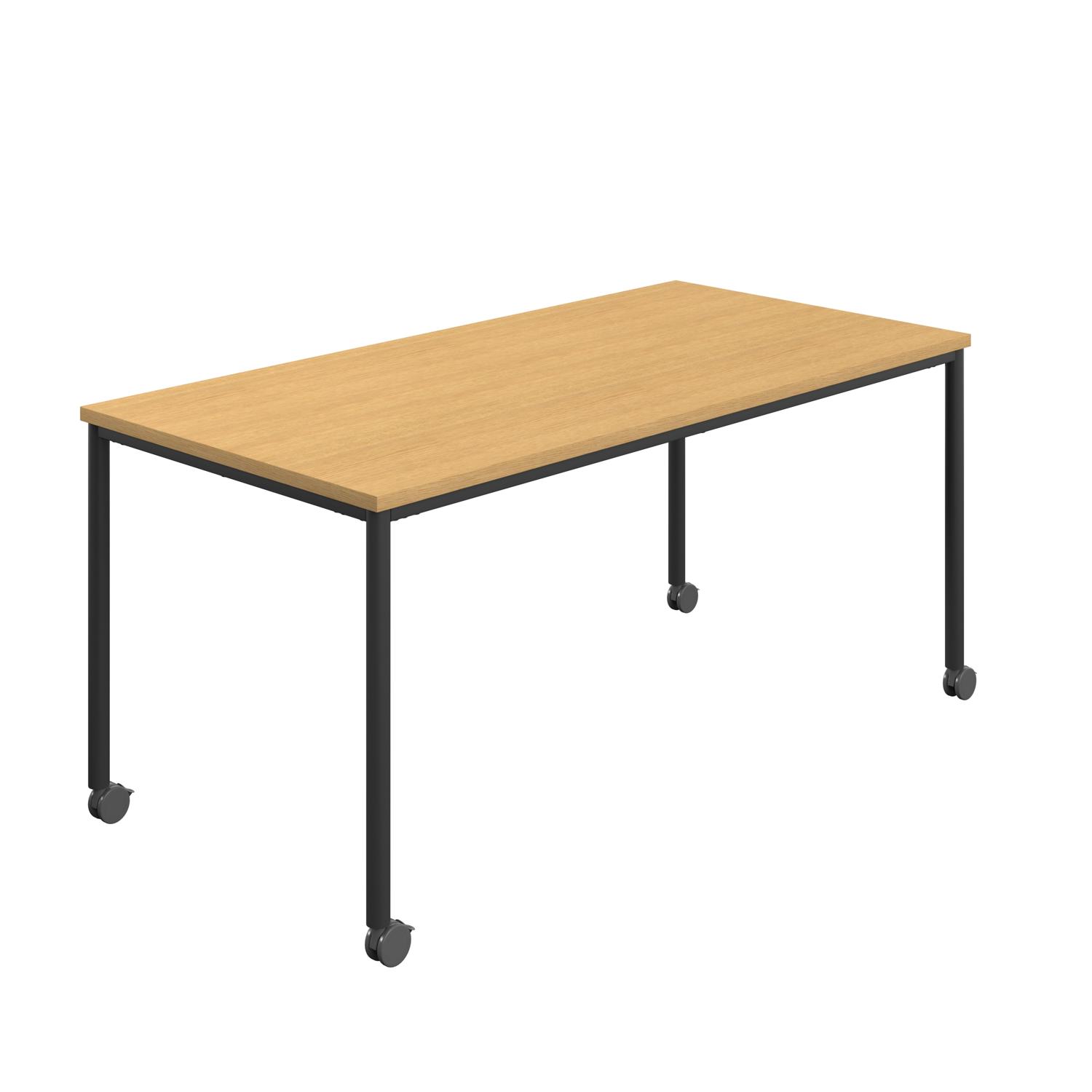 Titan Mobile Rectangular Table  1400 X 800 Black/Sorano Oak
