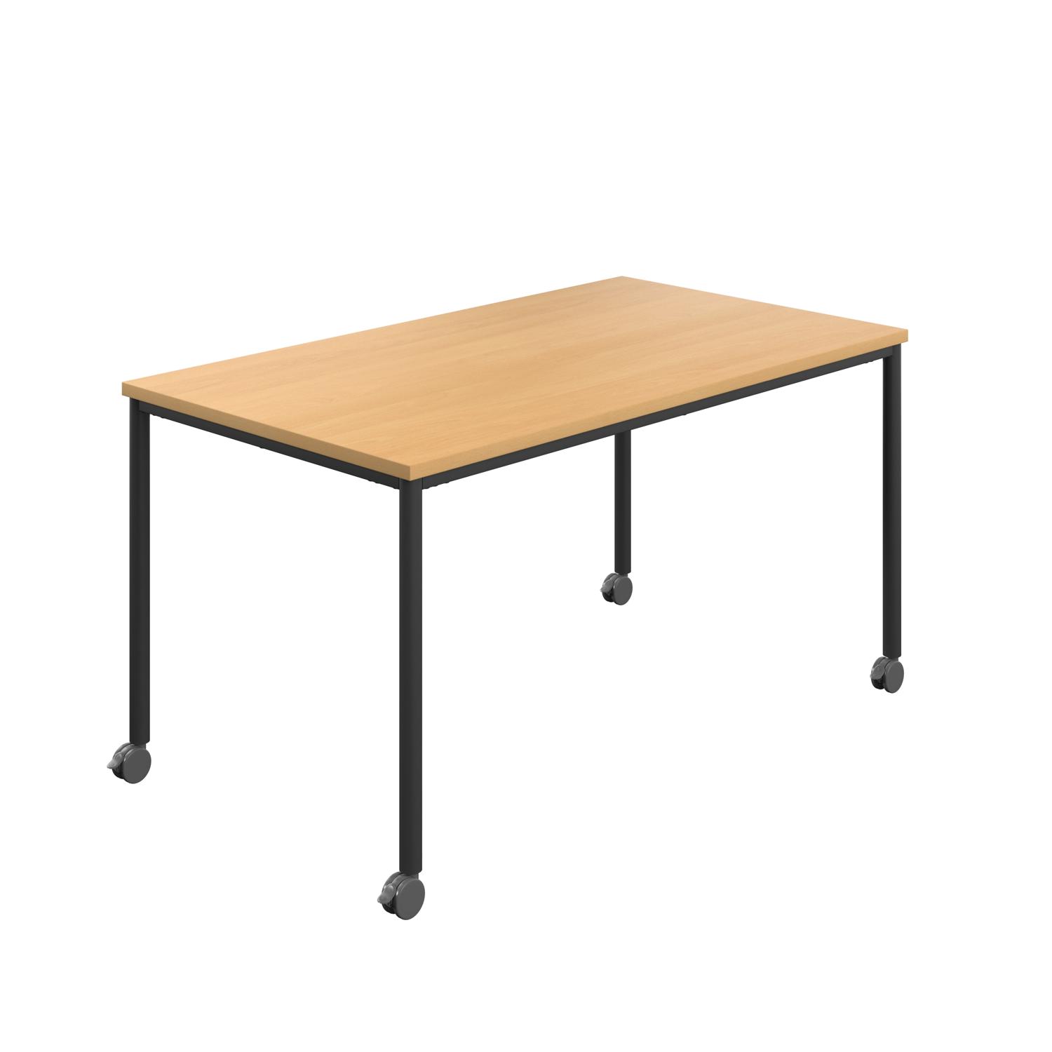 Titan Mobile Rectangular Table 1600 X 600 Black/Ellmau Beech Titan Mobile Rectangular Table 1600 X 600 Black/Ellmau Beech