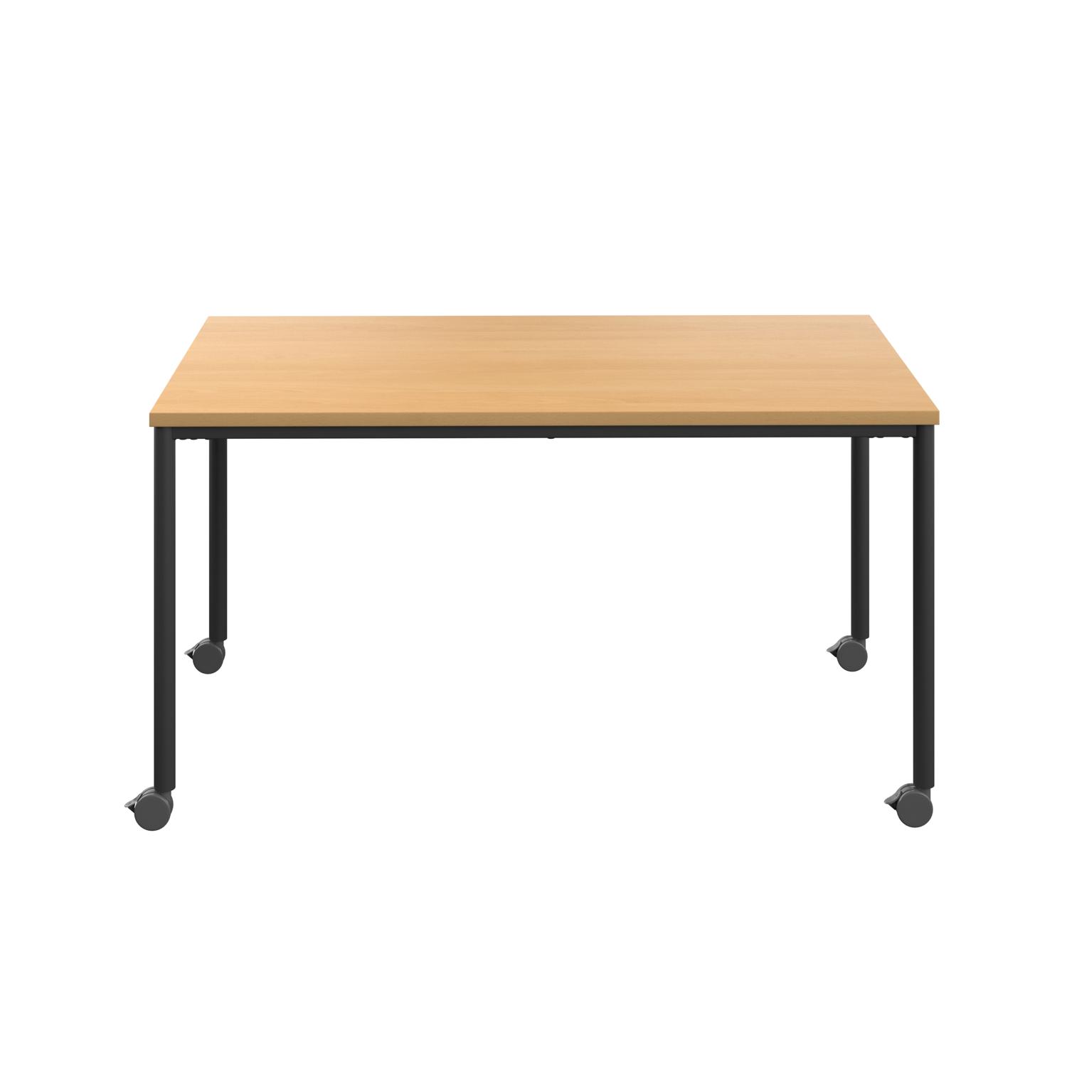 Titan Mobile Rectangular Table 1600 X 600 Black/Ellmau Beech Titan Mobile Rectangular Table 1600 X 600 Black/Ellmau Beech