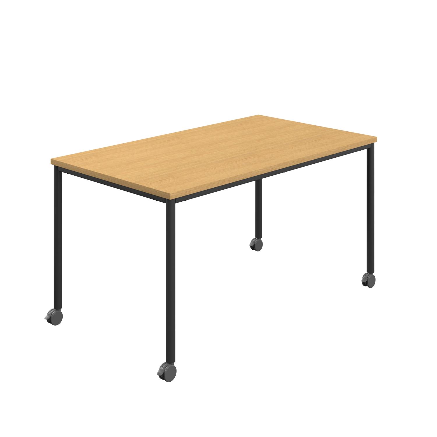 Titan Mobile Rectangular Table  1600 X 600 Black/Sorano Oak