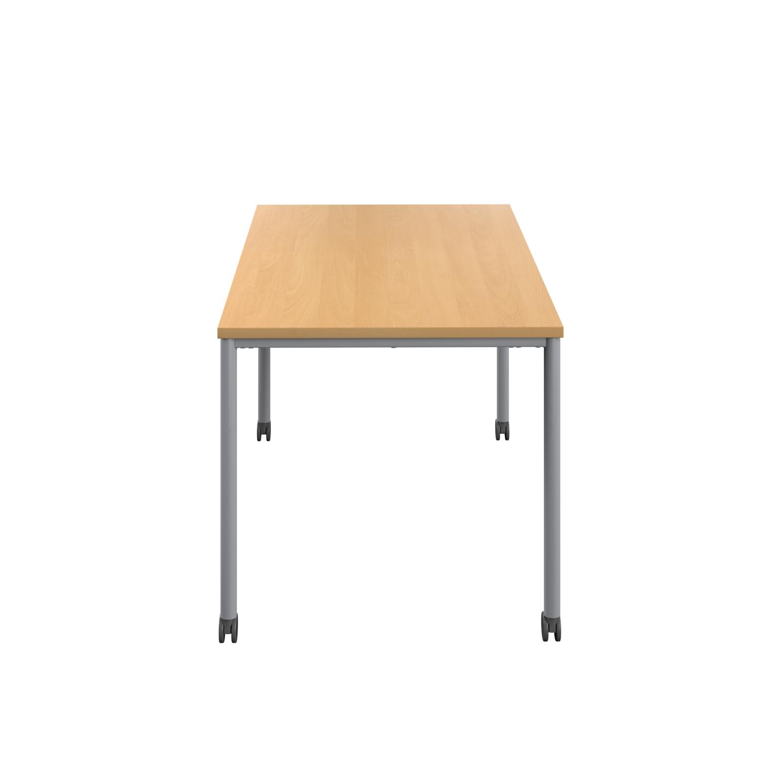 Titan Mobile Rectangular Table  1600 X 600 Silver/Ellmau Beech