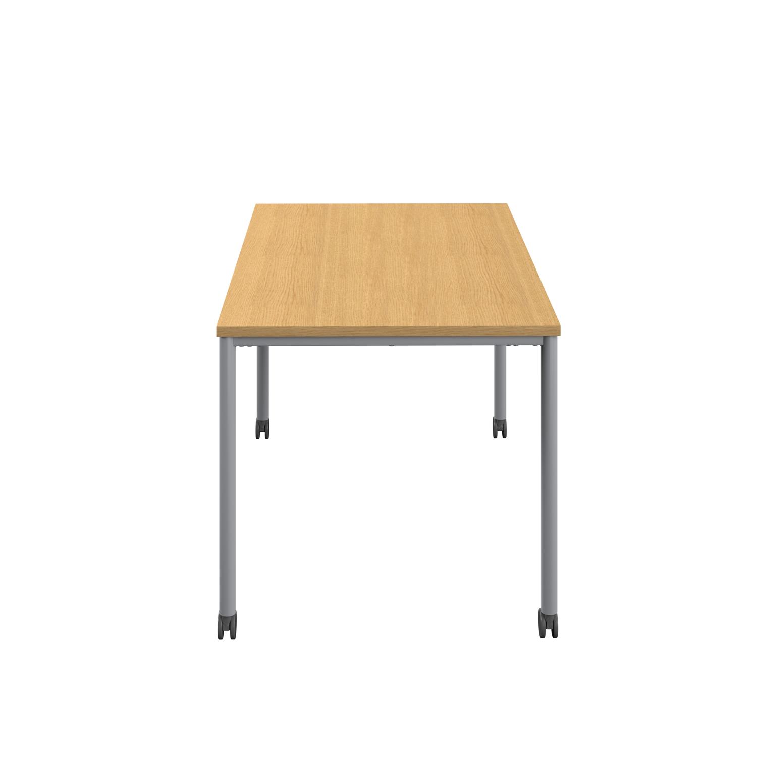 Titan Mobile Rectangular Table  1600 X 600 Silver/Sorano Oak