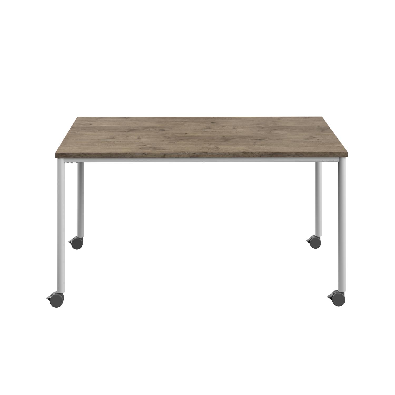 Titan Mobile Rectangular Table  1600 X 600 White/Grey Nebraska Oak