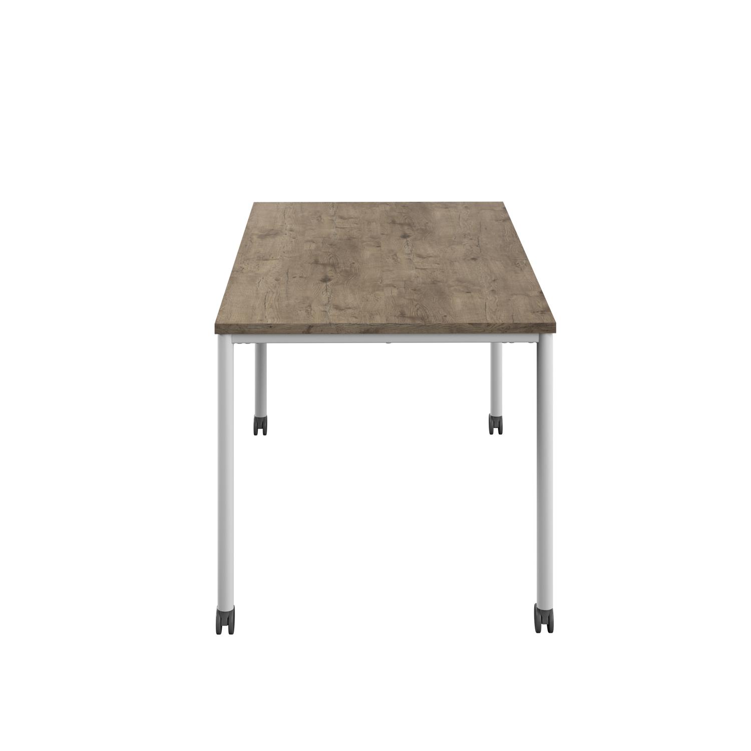 Titan Mobile Rectangular Table  1600 X 600 White/Grey Nebraska Oak