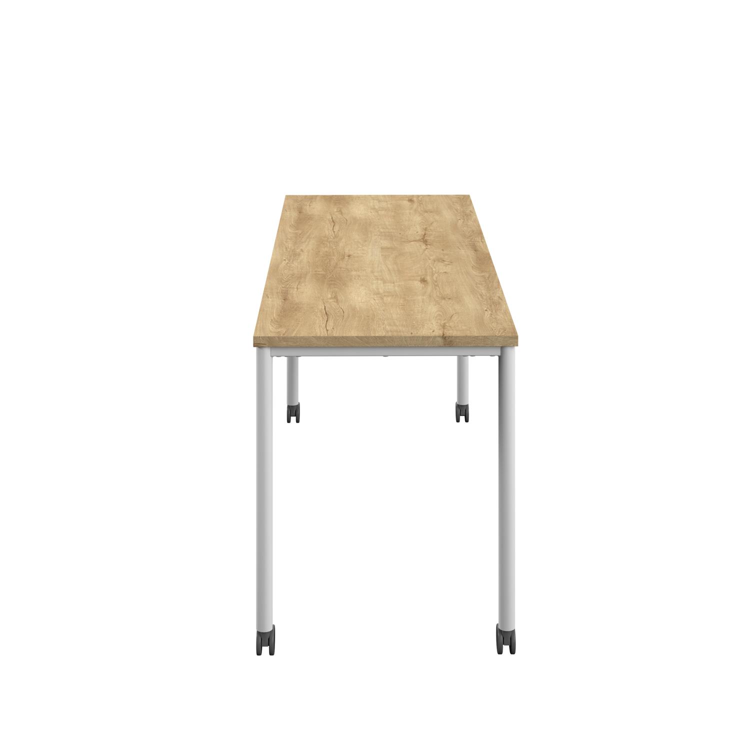 Titan Mobile Rectangular Table  1600 X 800 White/Natural Nebraska Oak