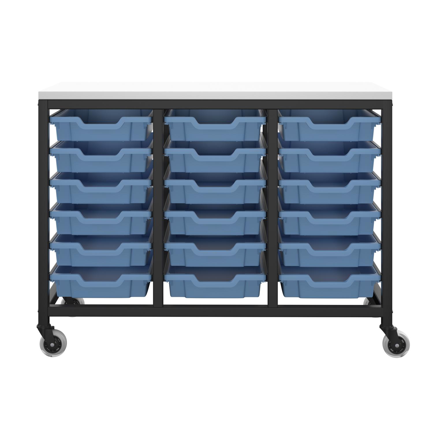 Titan Storage Unit with Tray Drawers 18 Shallow Drawers (F1) Blue/Black