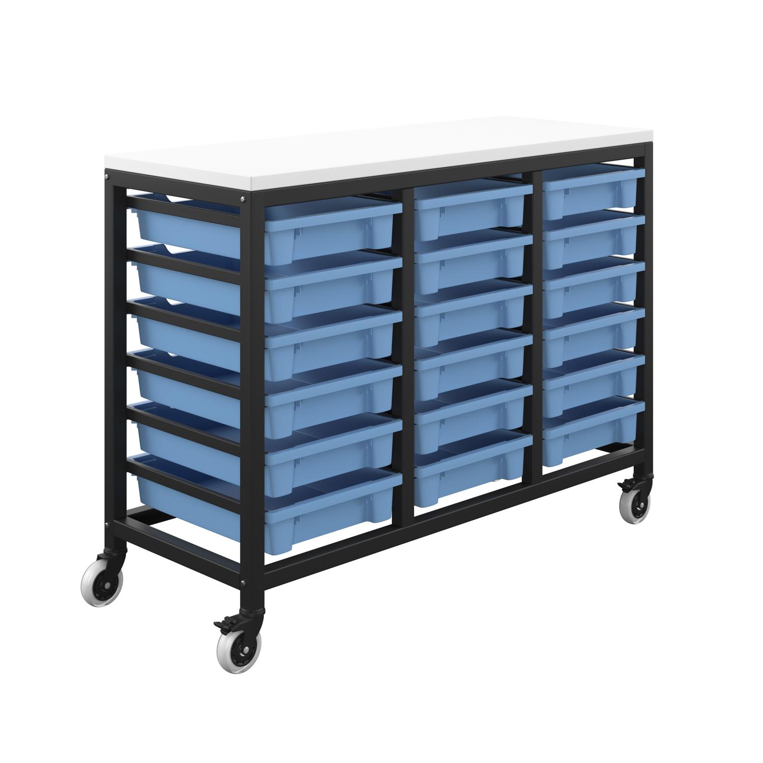 Titan Storage Unit with Tray Drawers 18 Shallow Drawers (F1) Blue/Black