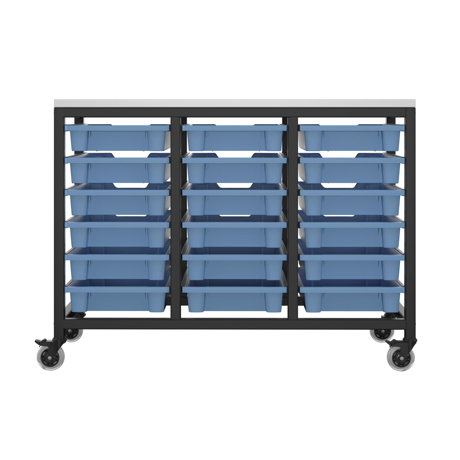 Titan Storage Unit with Tray Drawers 18 Shallow Drawers (F1) Blue/Black
