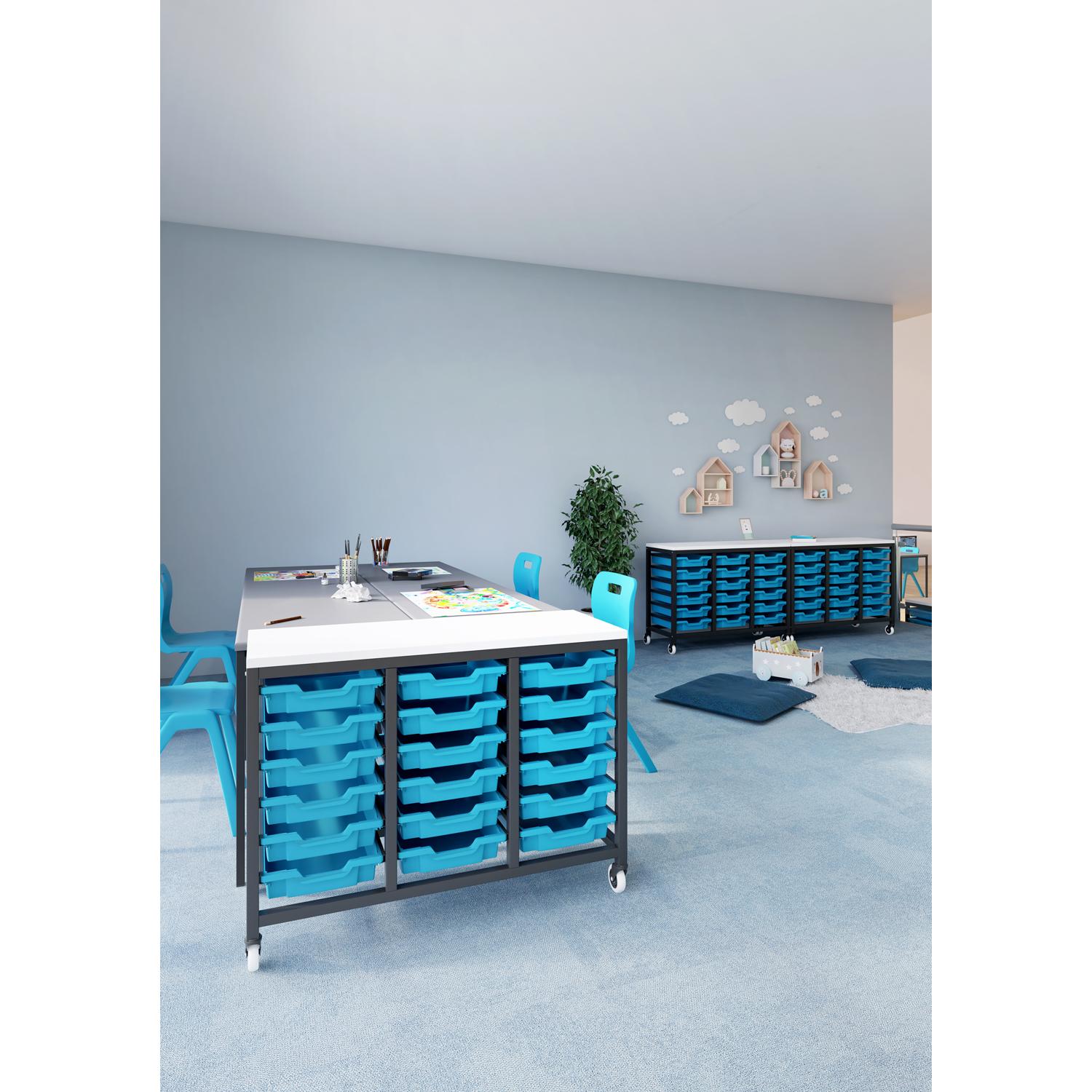 Titan Storage Unit with Tray Drawers 18 Shallow Drawers (F1) Blue/Black