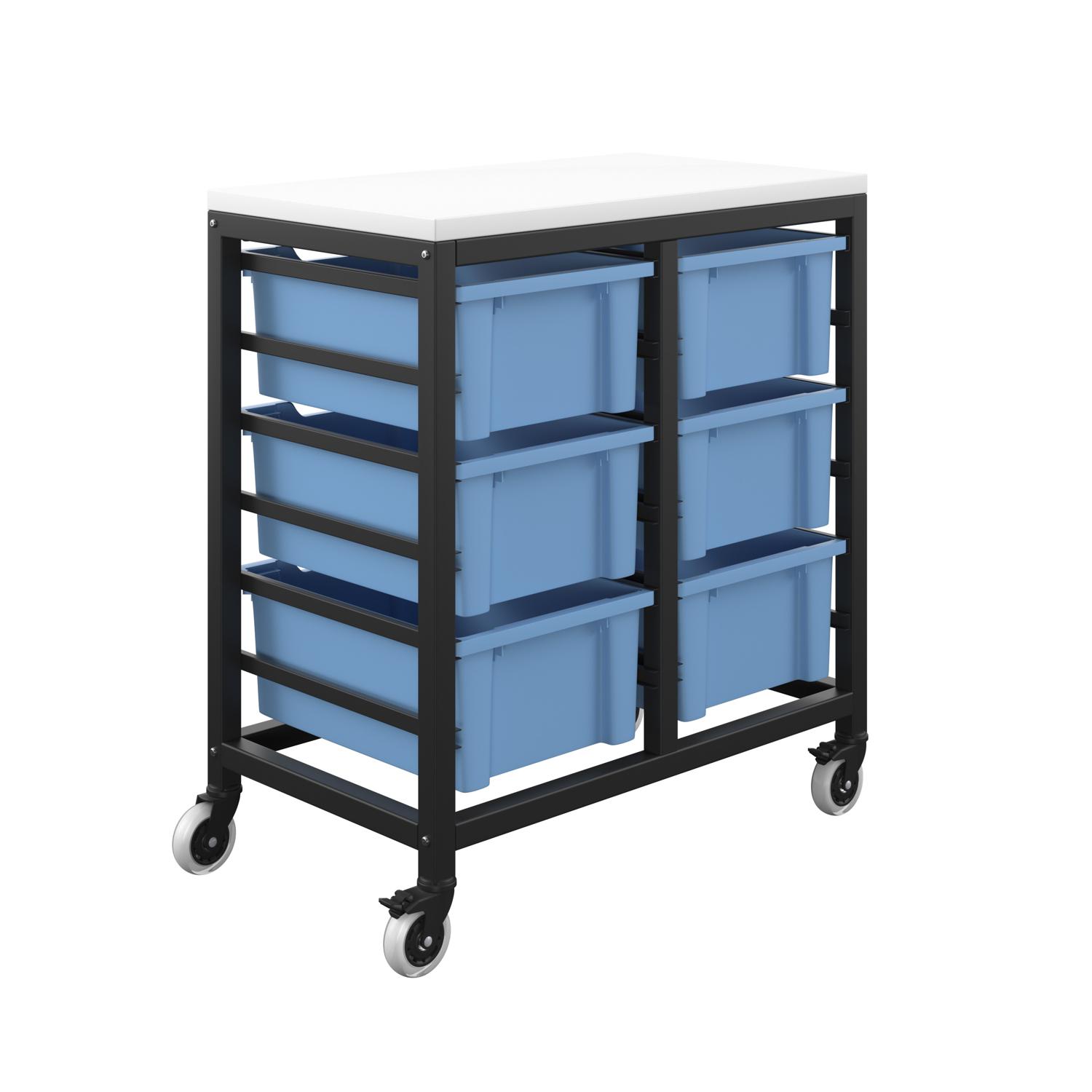 Titan Storage Unit with Tray Drawers 6 Deep Drawers (F2) Blue/Black