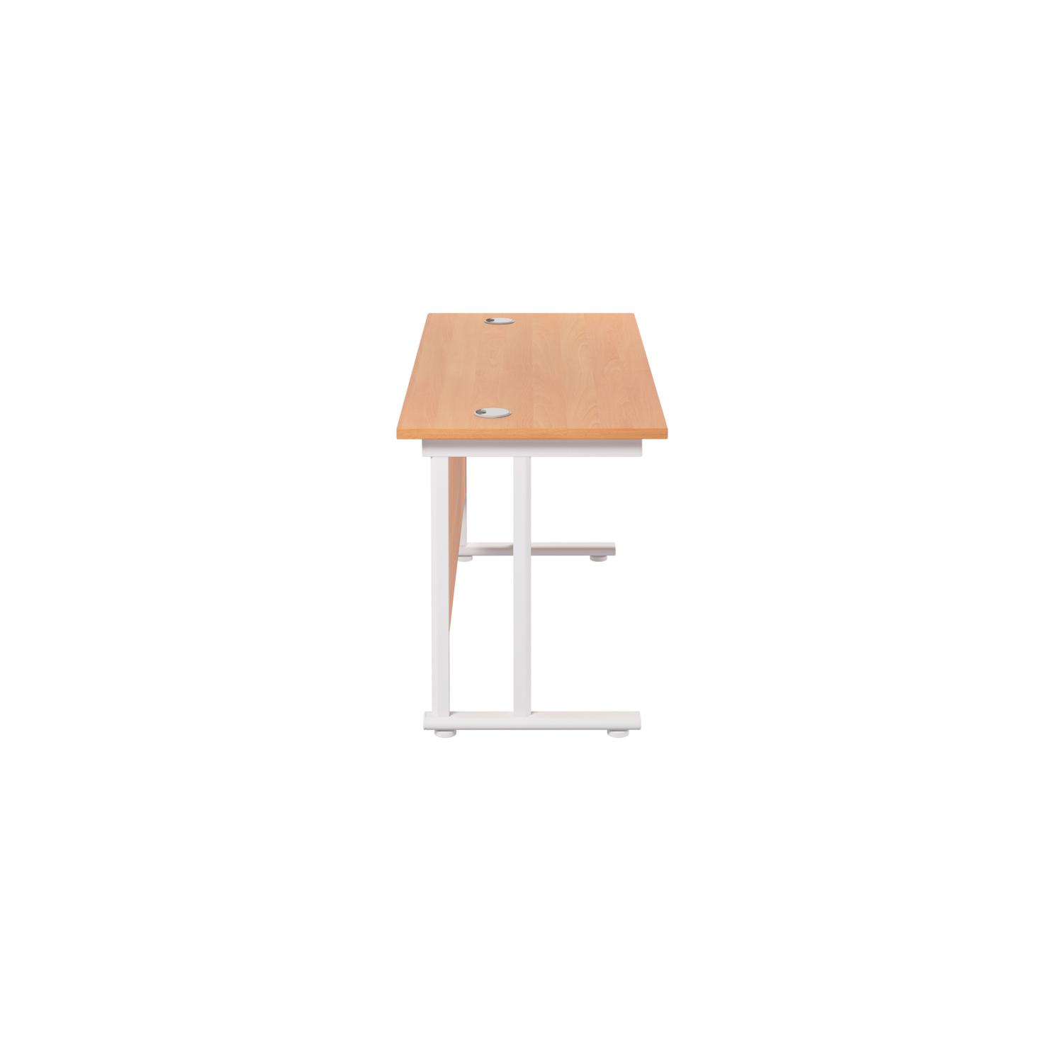 Twin Upright Rectangular Desk: 600mm Deep  1200X600 Beech/White