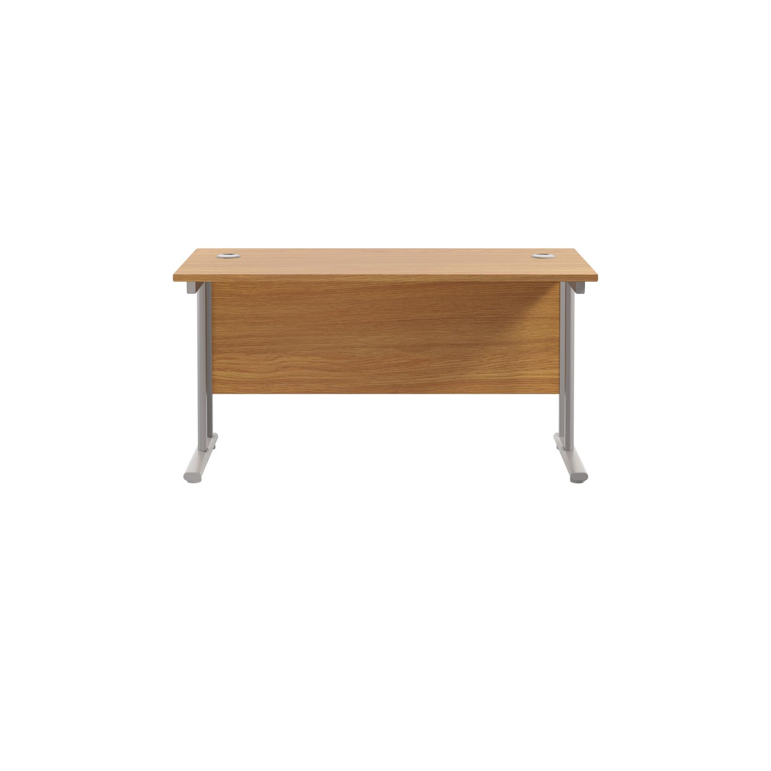 Twin Upright Rectangular Desk: 600mm Deep  1200X600 Nova Oak/Silver