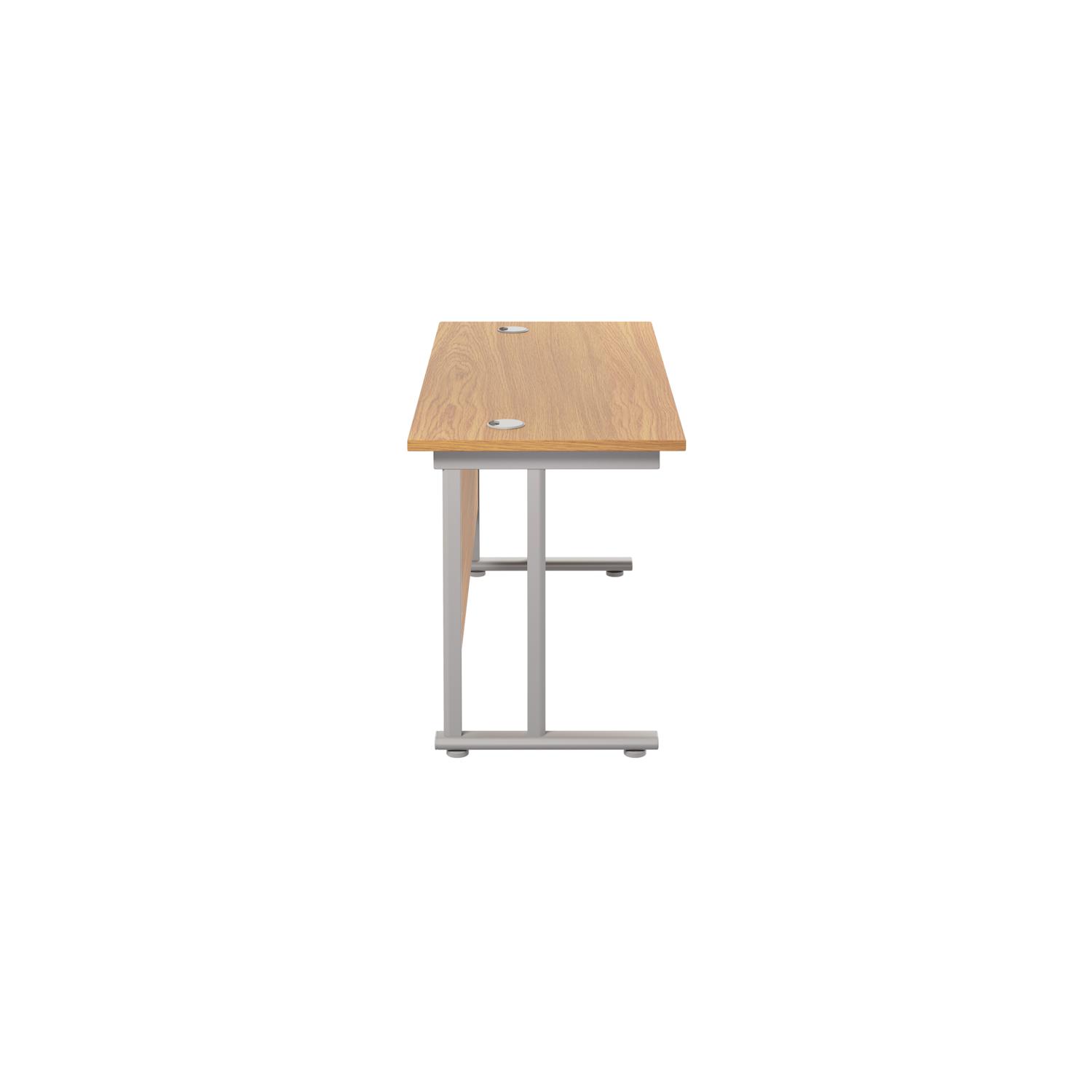 Twin Upright Rectangular Desk: 600mm Deep  1200X600 Nova Oak/Silver