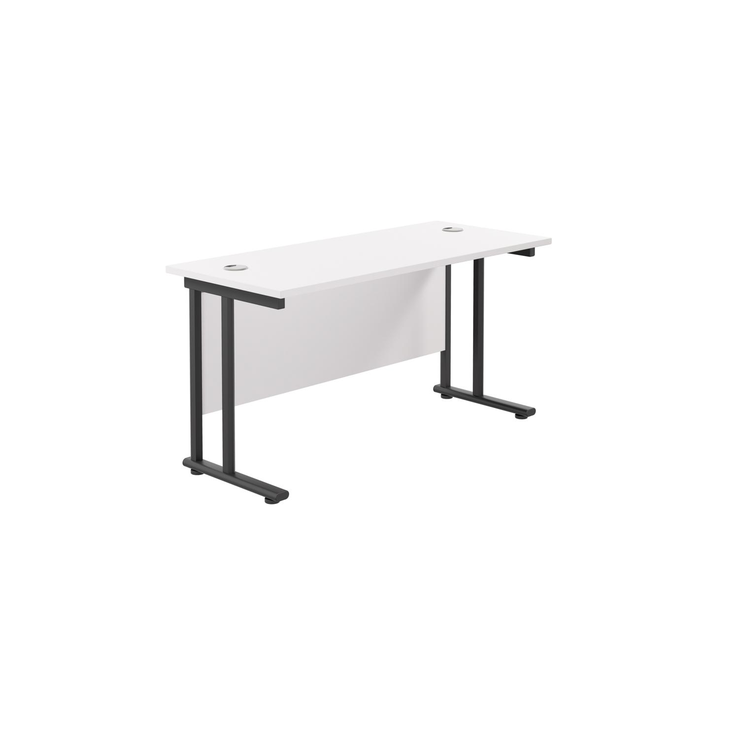 Twin Upright Rectangular Desk: 600mm Deep  1200X600 White/Black