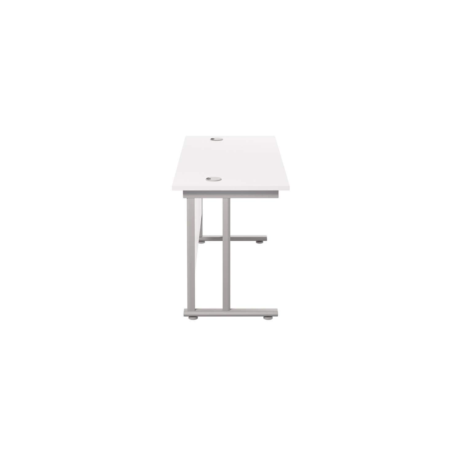 Twin Upright Rectangular Desk: 600mm Deep  1200X600 White/Silver
