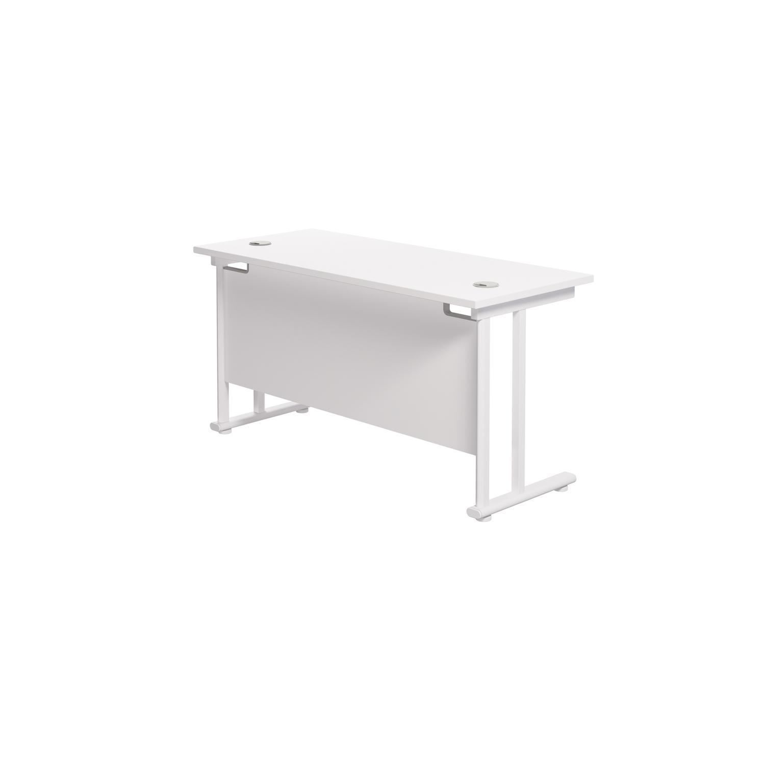 Twin Upright Rectangular Desk: 600mm Deep  1200X600 White/White