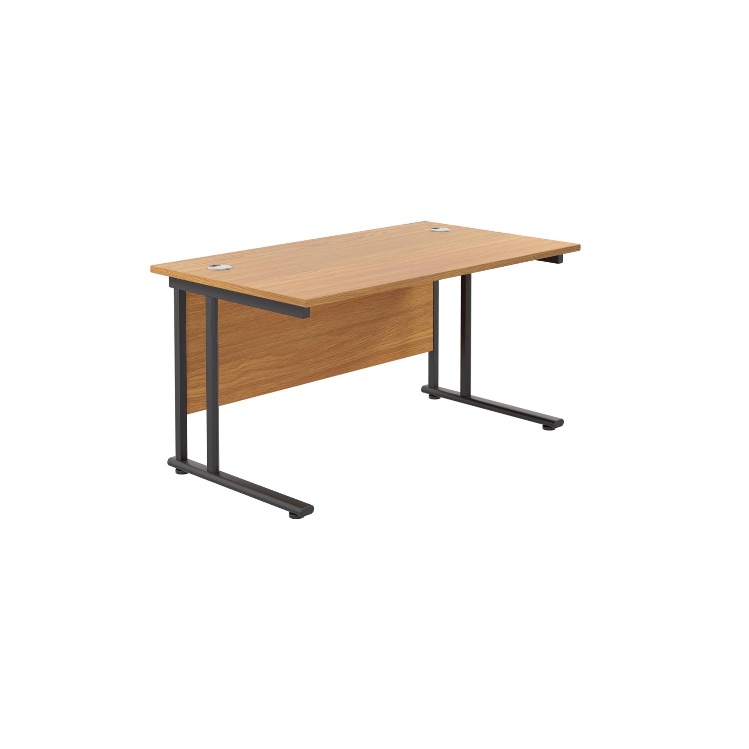 Twin Upright Rectangular Desk: 800mm Deep  1200X800 Nova Oak/Black