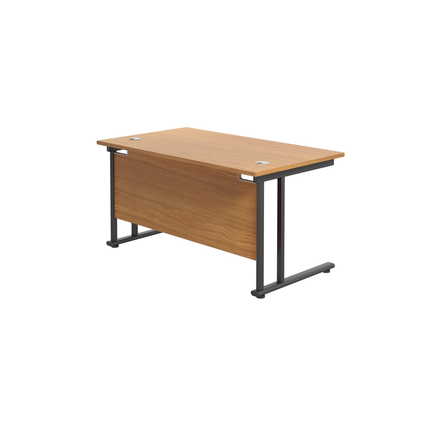 Twin Upright Rectangular Desk: 800mm Deep  1200X800 Nova Oak/Black