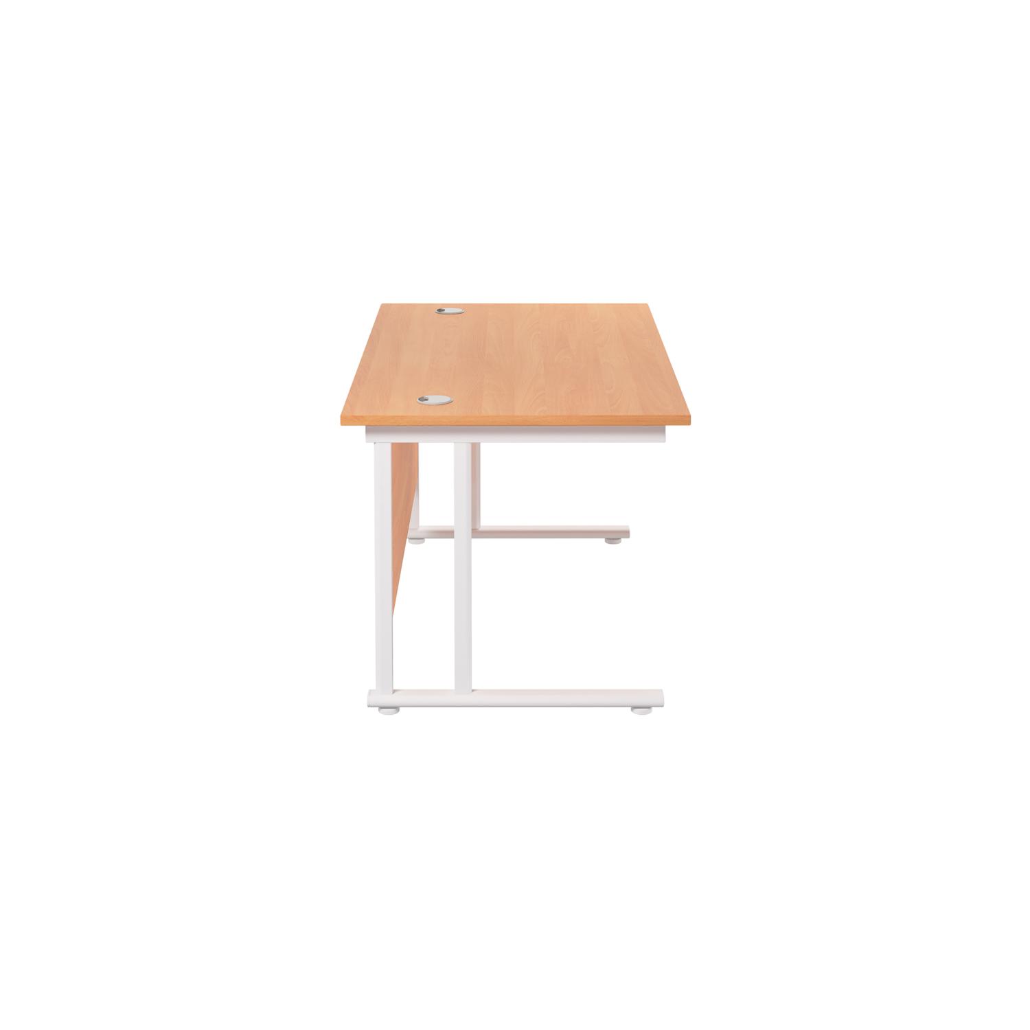 Twin Upright Rectangular Desk: 800mm Deep  1400X800 Beech/White