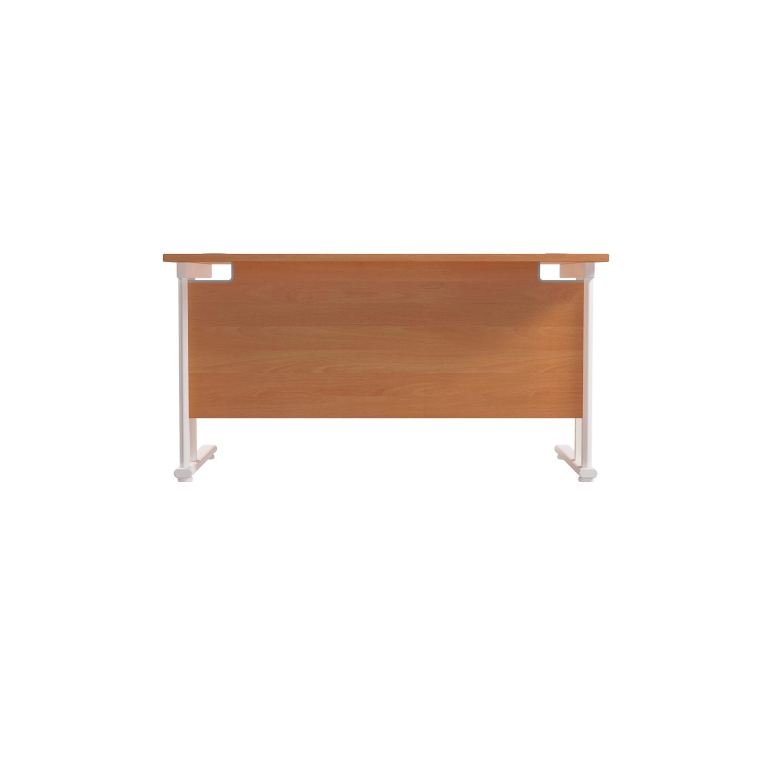 Twin Upright Rectangular Desk: 800mm Deep  1400X800 Beech/White
