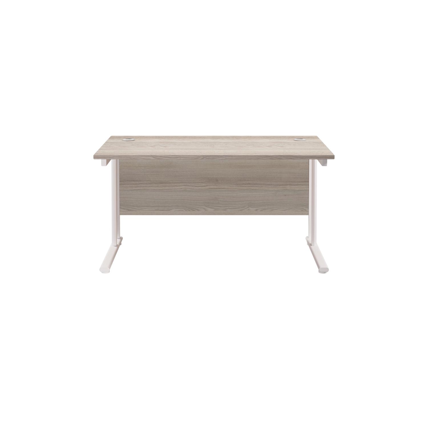 Twin Upright Rectangular Desk: 800mm Deep  1400X800 Grey Oak/White