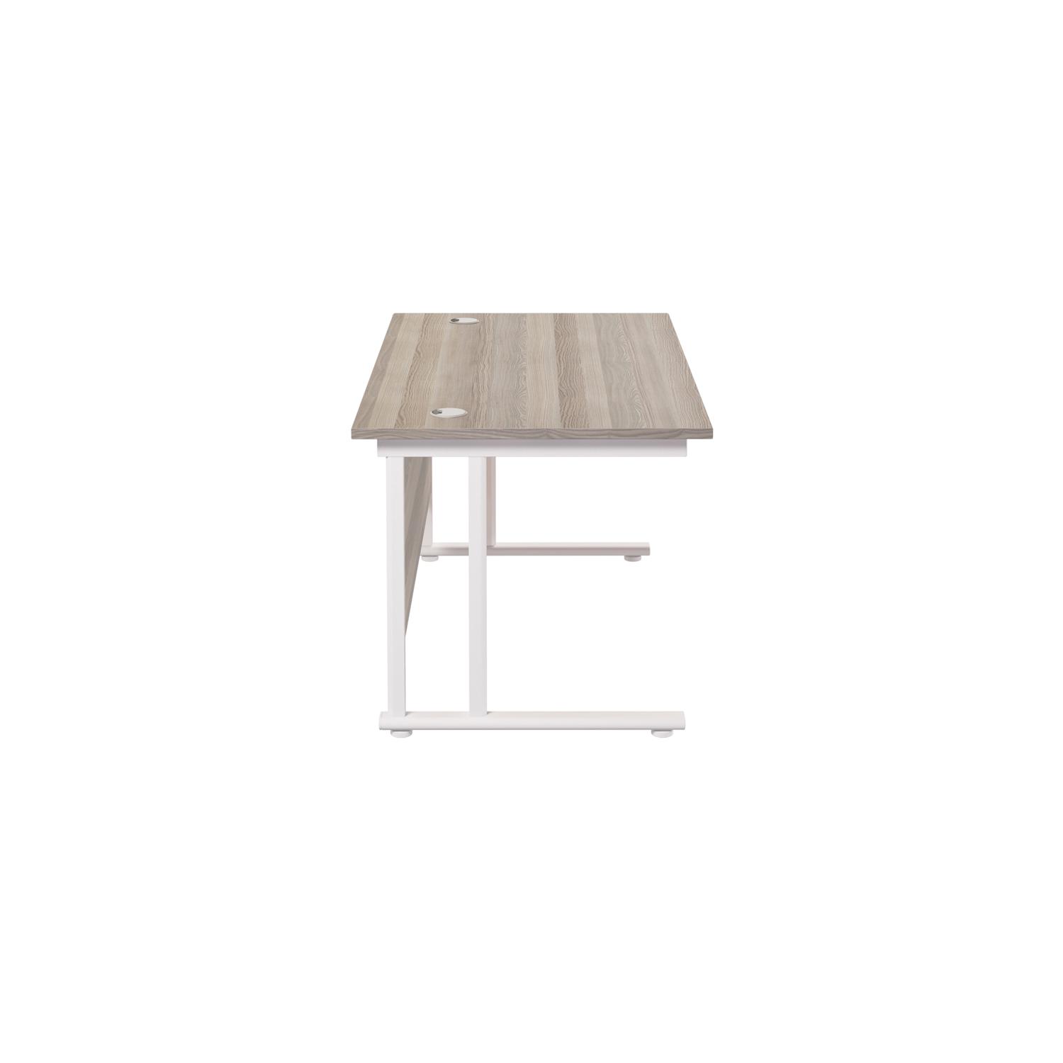 Twin Upright Rectangular Desk: 800mm Deep  1400X800 Grey Oak/White