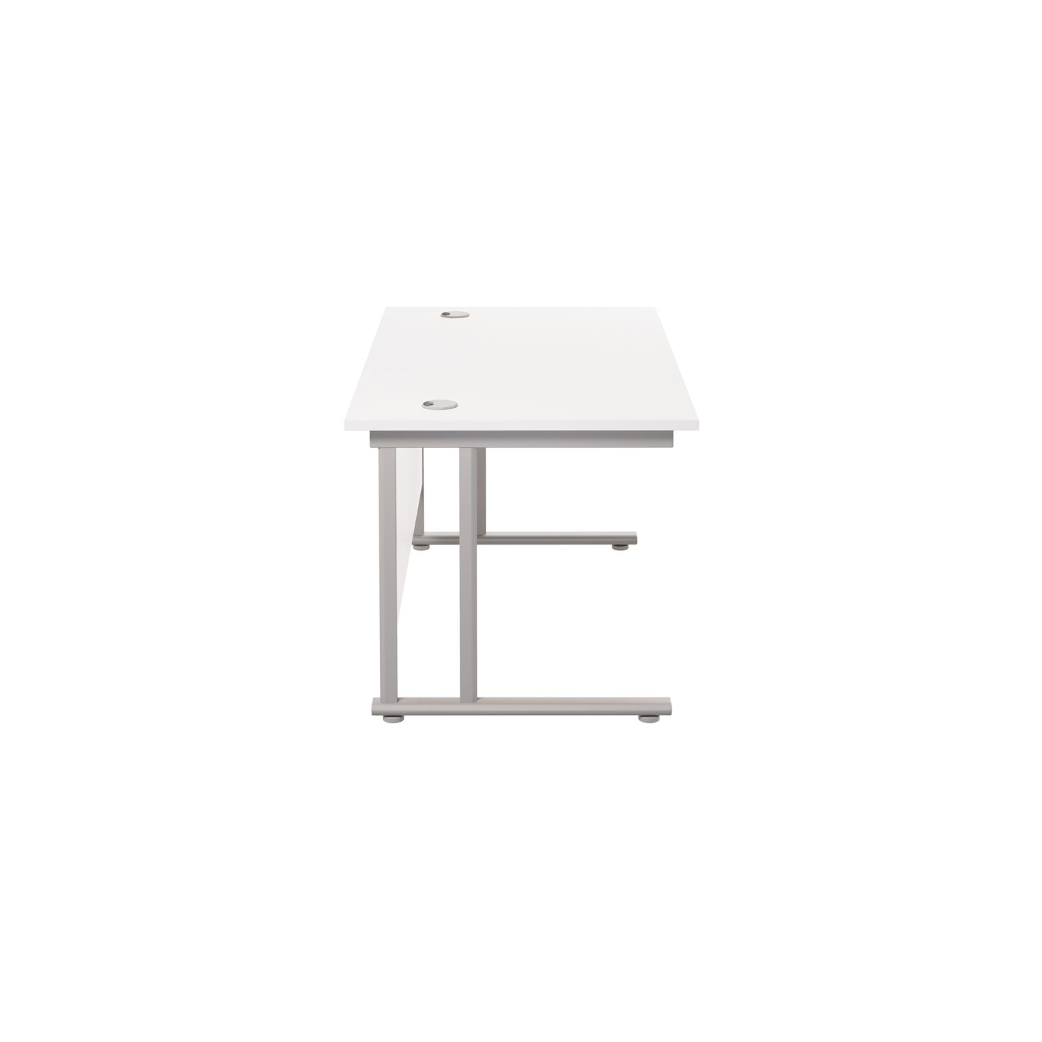 Twin Upright Rectangular Desk: 800mm Deep  1400X800 White/Silver