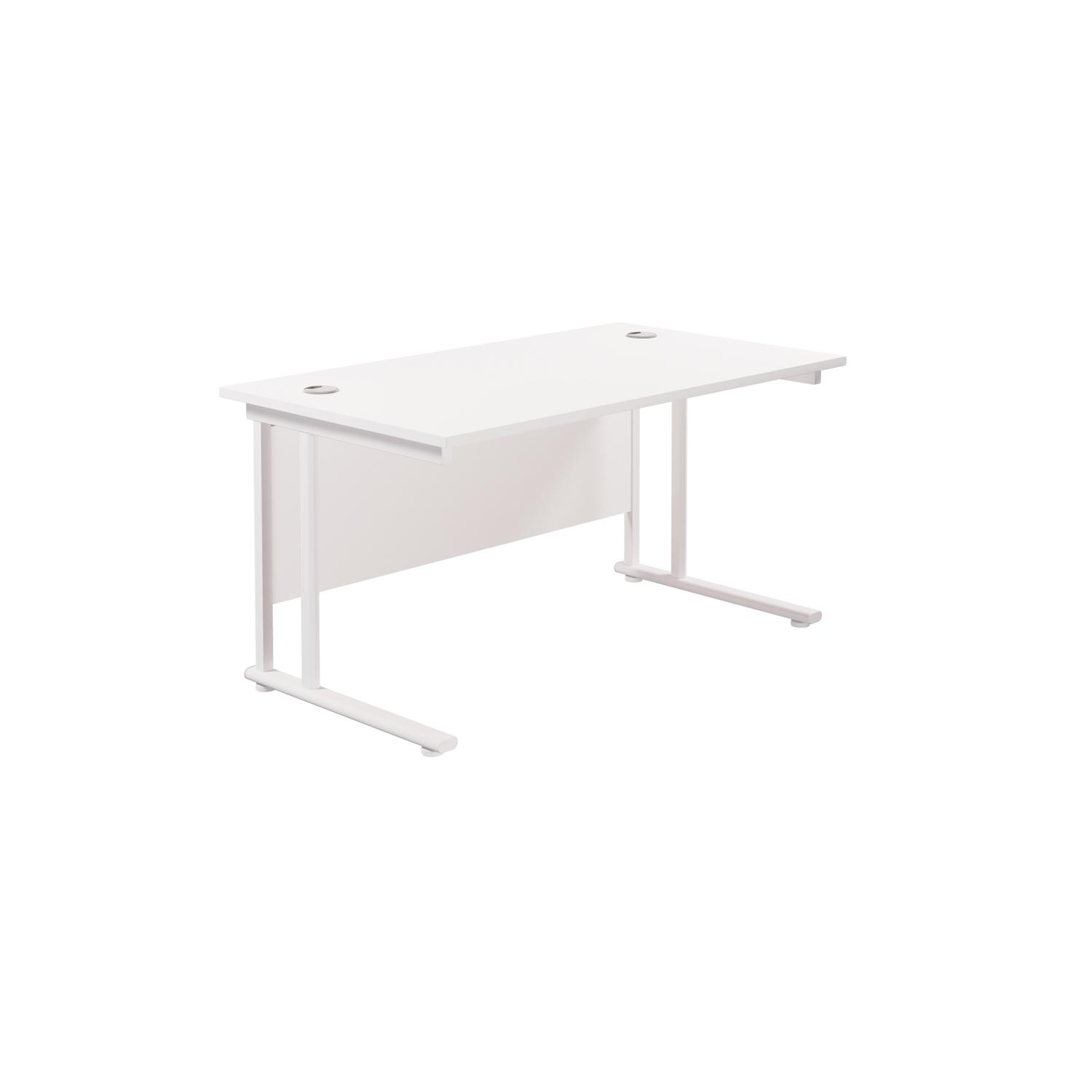 Twin Upright Rectangular Desk: 800mm Deep  1400X800 White/White