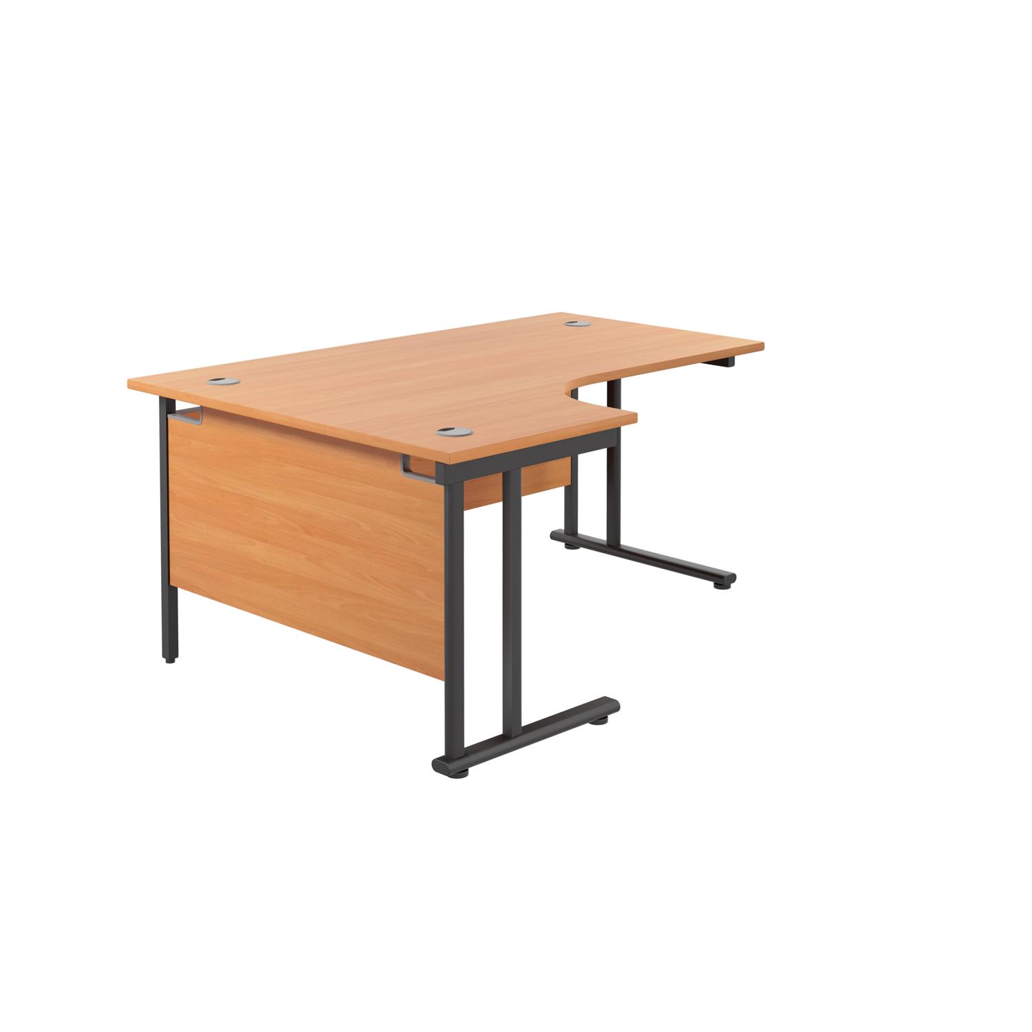 Twin Upright Left Hand Radial Desk  1600X1200 Beech/Black