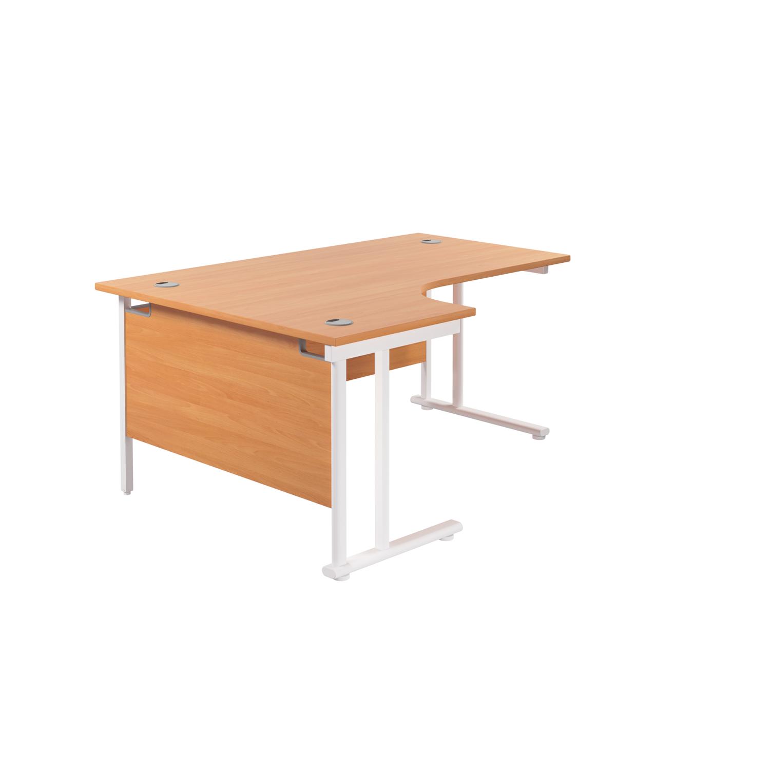 Twin Upright Left Hand Radial Desk  1600X1200 Beech/White