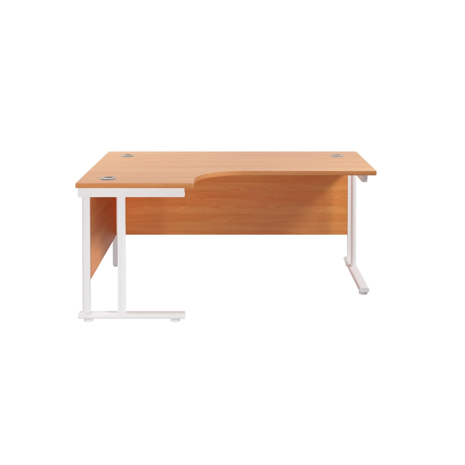 Twin Upright Left Hand Radial Desk  1600X1200 Beech/White