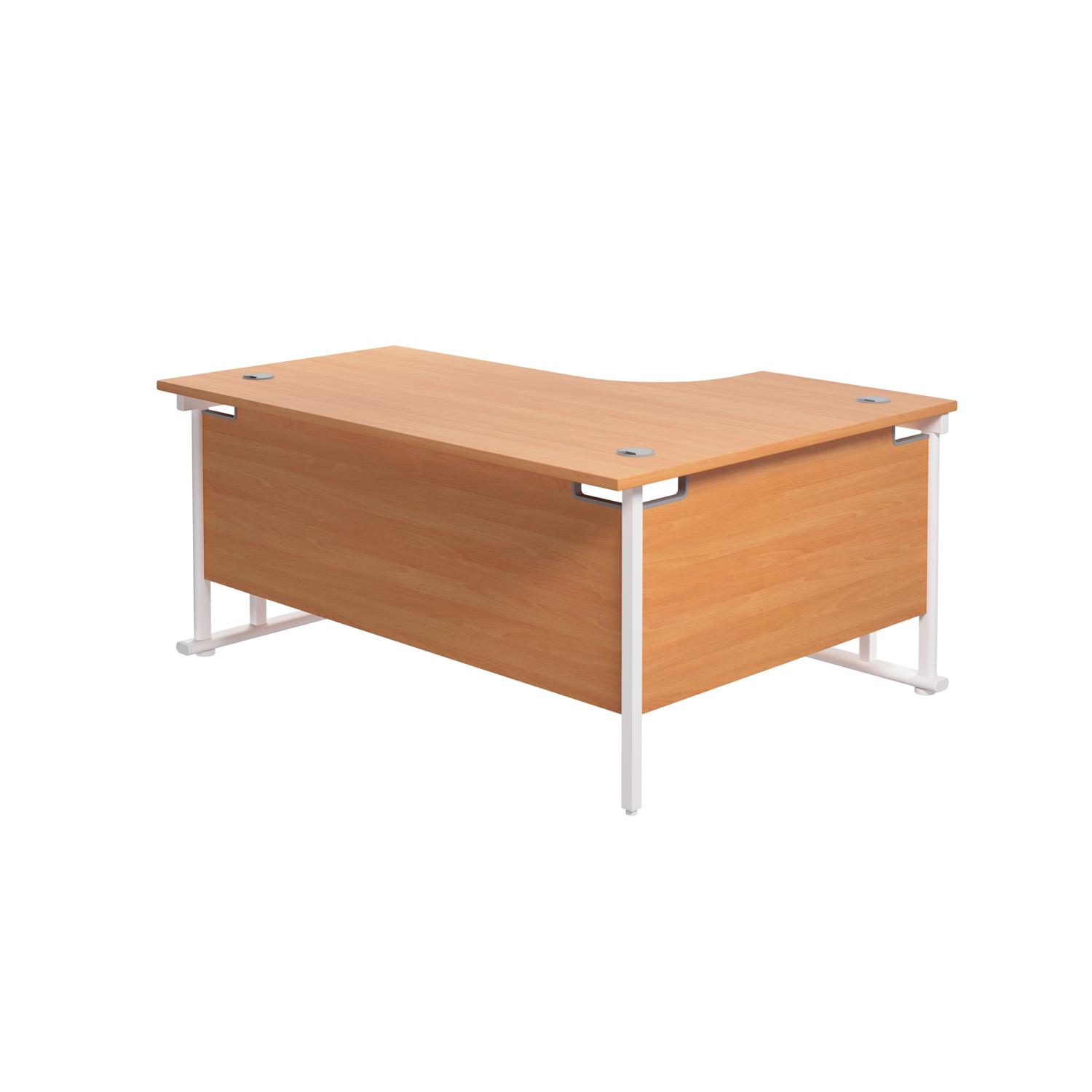 Twin Upright Left Hand Radial Desk  1600X1200 Beech/White
