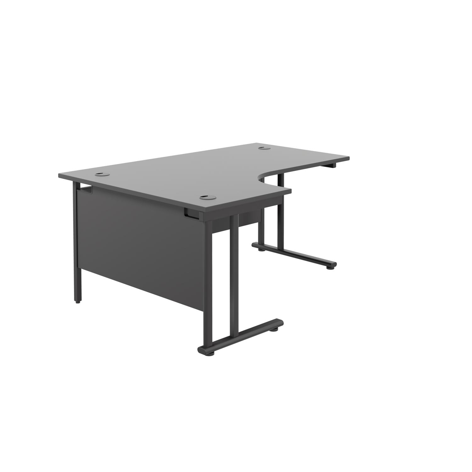 Twin Upright Left Hand Radial Desk  1600X1200 Black/Black