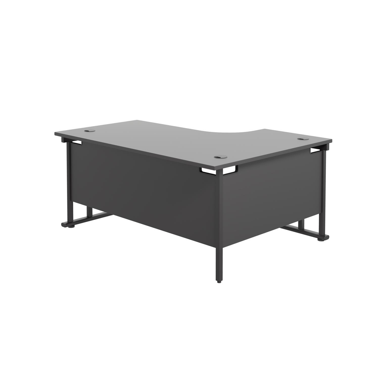 Twin Upright Left Hand Radial Desk  1600X1200 Black/Black