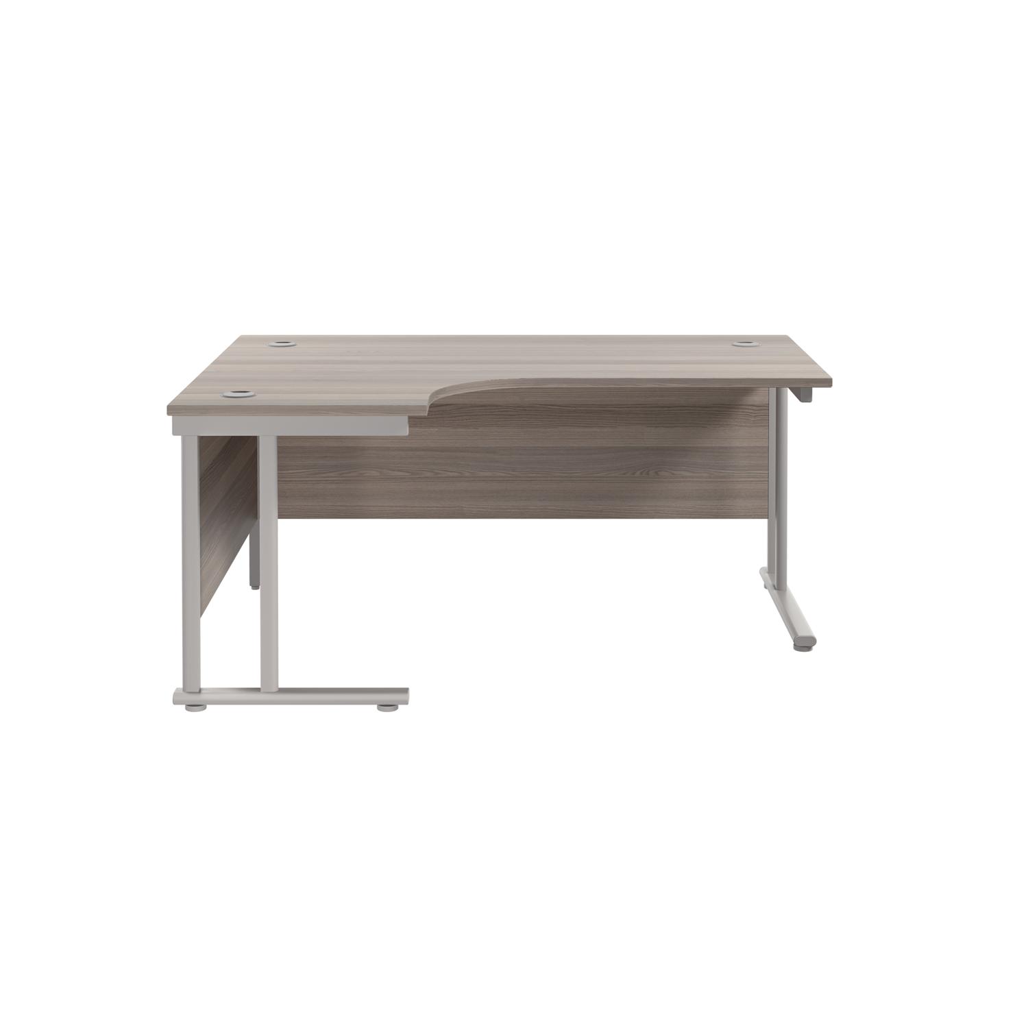 Twin Upright Left Hand Radial Desk  1600X1200 Grey Oak/Silver