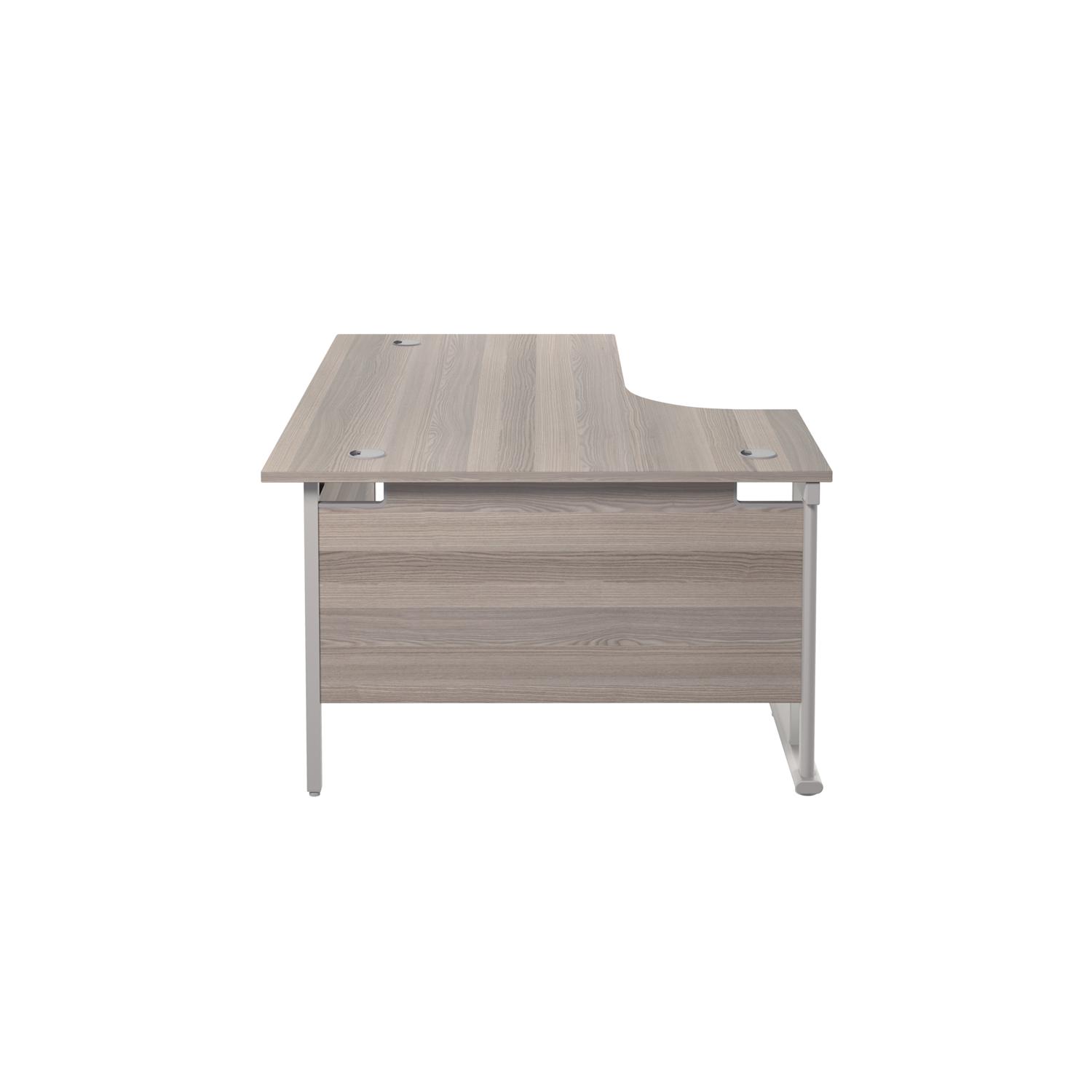 Twin Upright Left Hand Radial Desk  1600X1200 Grey Oak/Silver