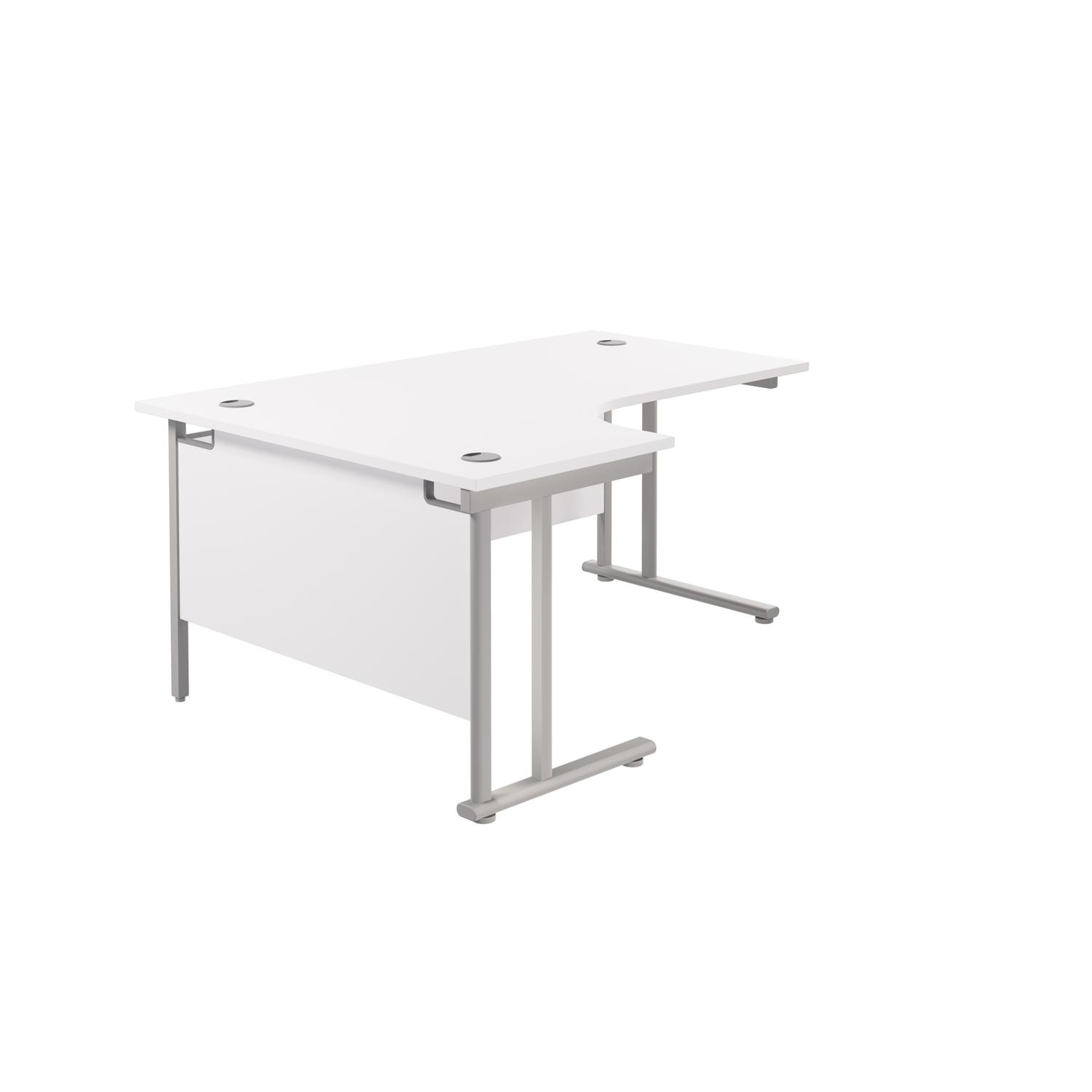 Twin Upright Left Hand Radial Desk  1600X1200 White/Silver