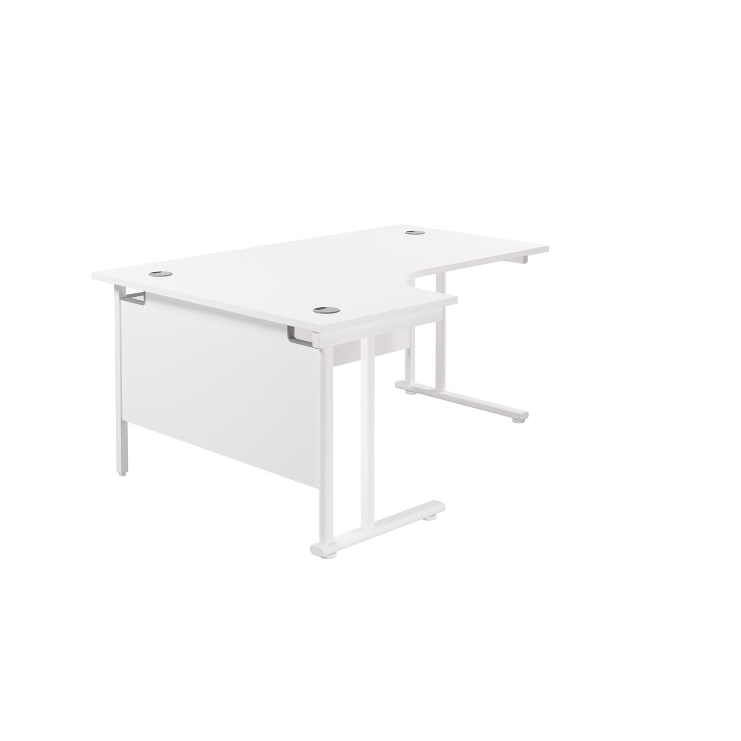 Twin Upright Left Hand Radial Desk  1600X1200 White/White