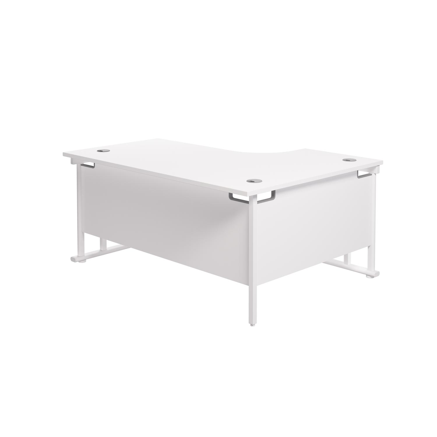 Twin Upright Left Hand Radial Desk  1600X1200 White/White