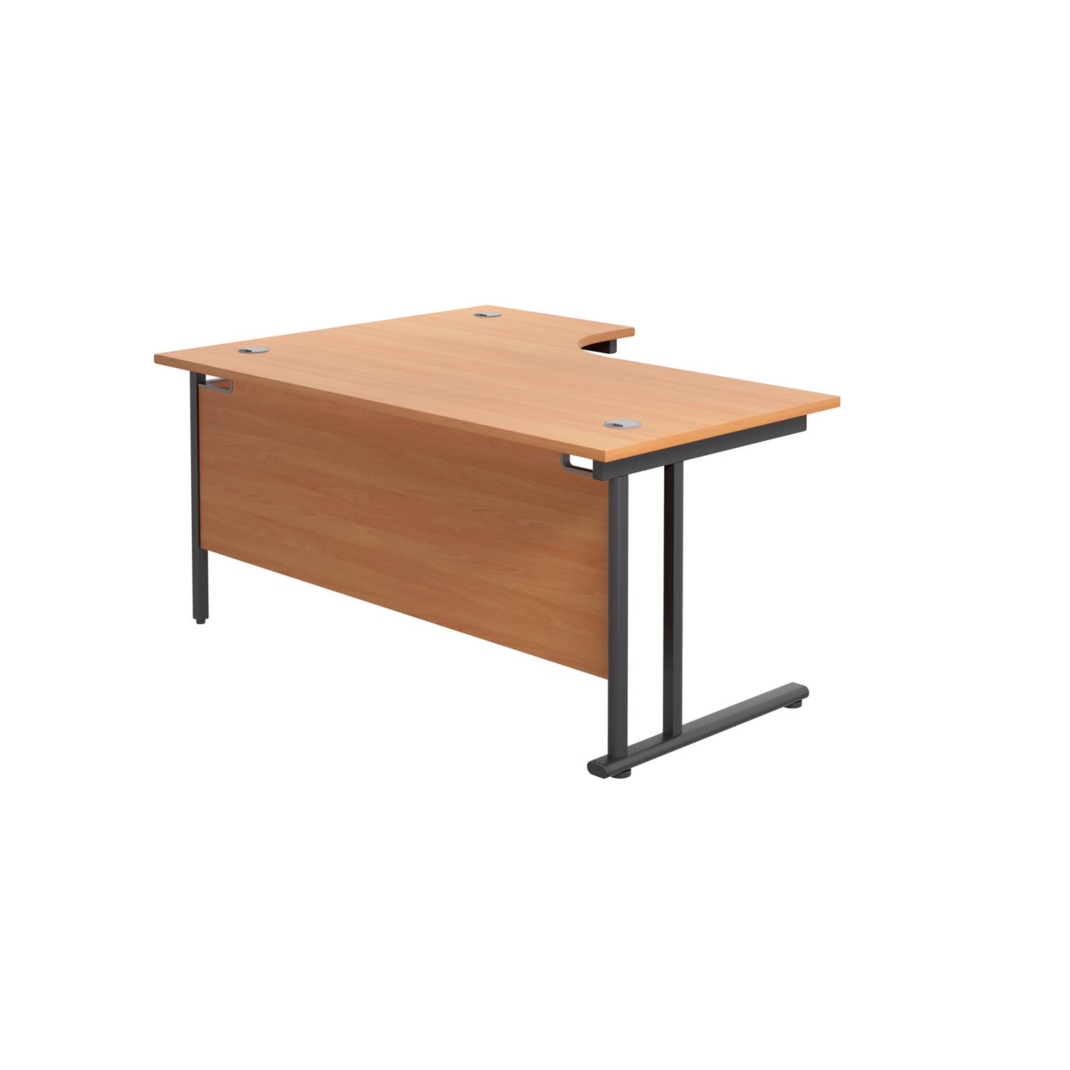 Twin Upright Right Hand Radial Desk  1600X1200 Beech/Black