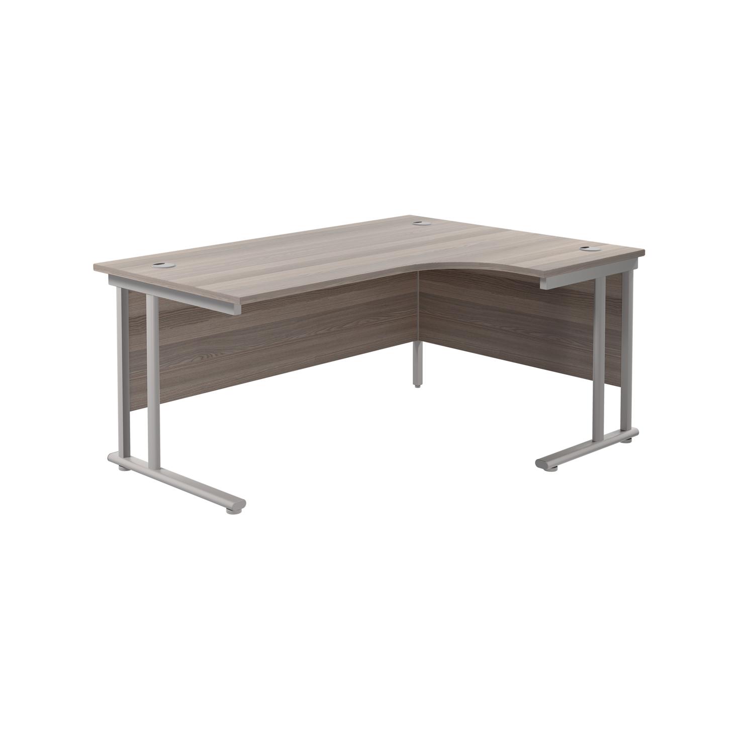 Twin Upright Right Hand Radial Desk  1600X1200 Grey Oak/Silver