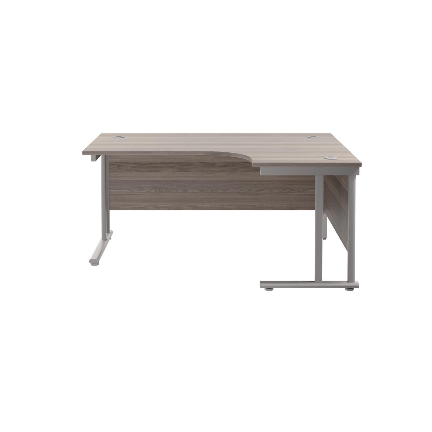 Twin Upright Right Hand Radial Desk  1600X1200 Grey Oak/Silver