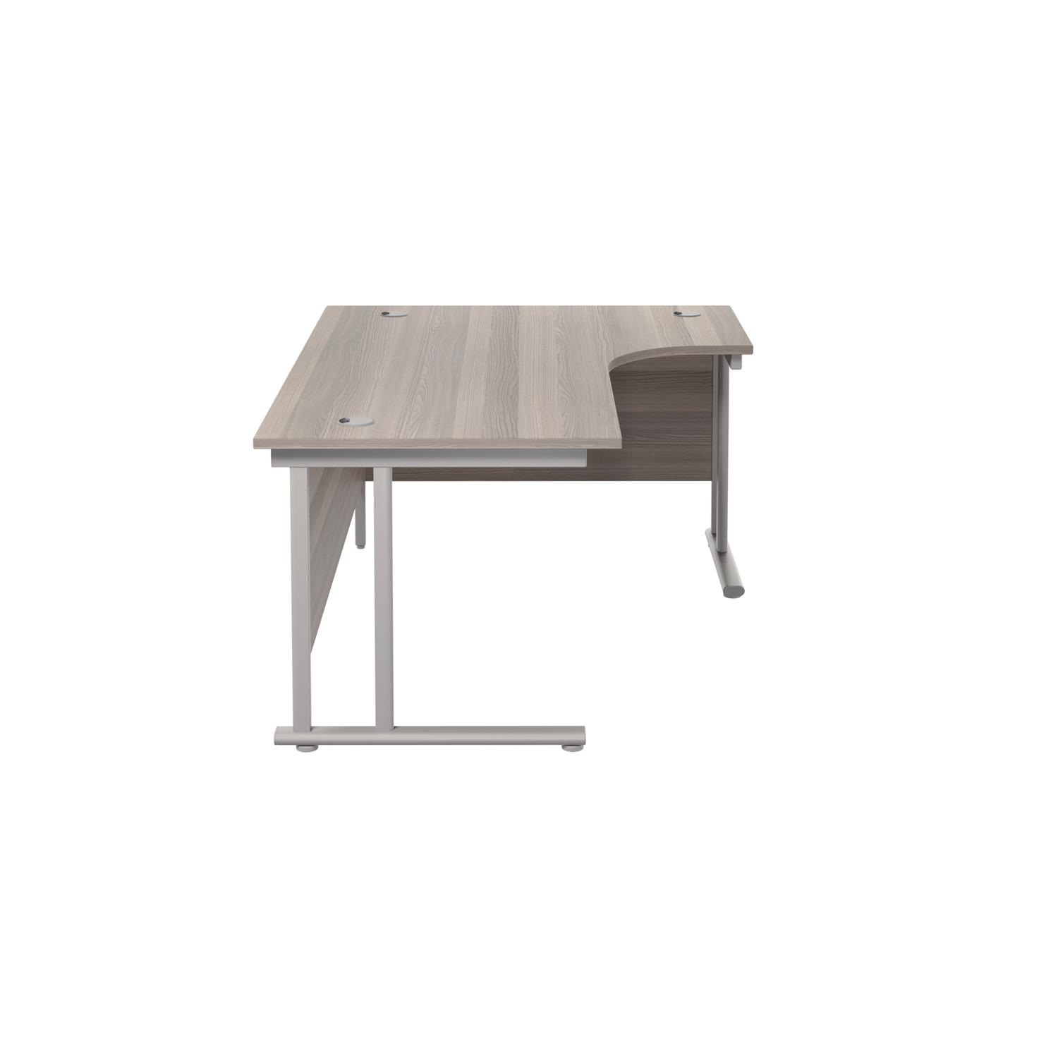 Twin Upright Right Hand Radial Desk  1600X1200 Grey Oak/Silver