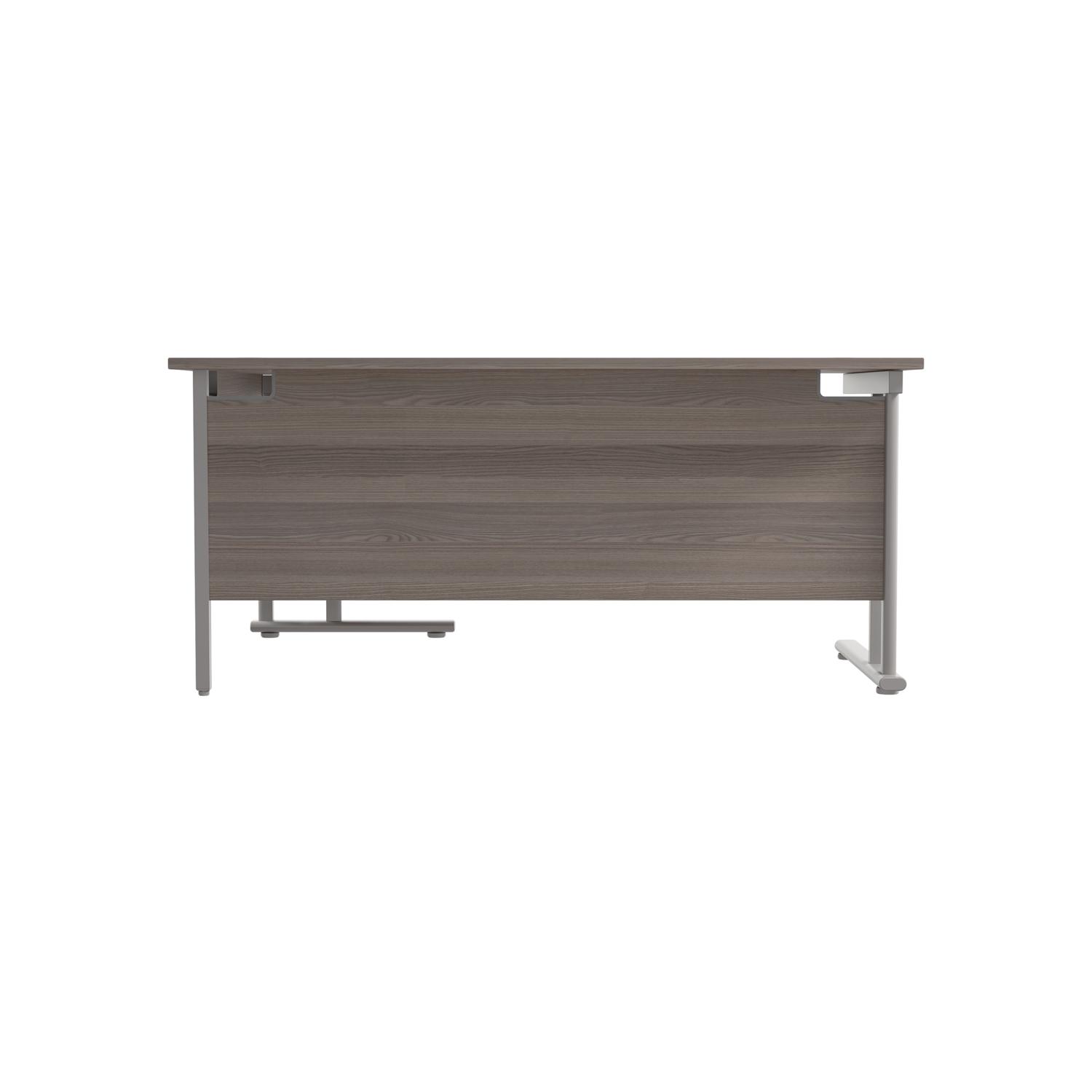 Twin Upright Right Hand Radial Desk  1600X1200 Grey Oak/Silver