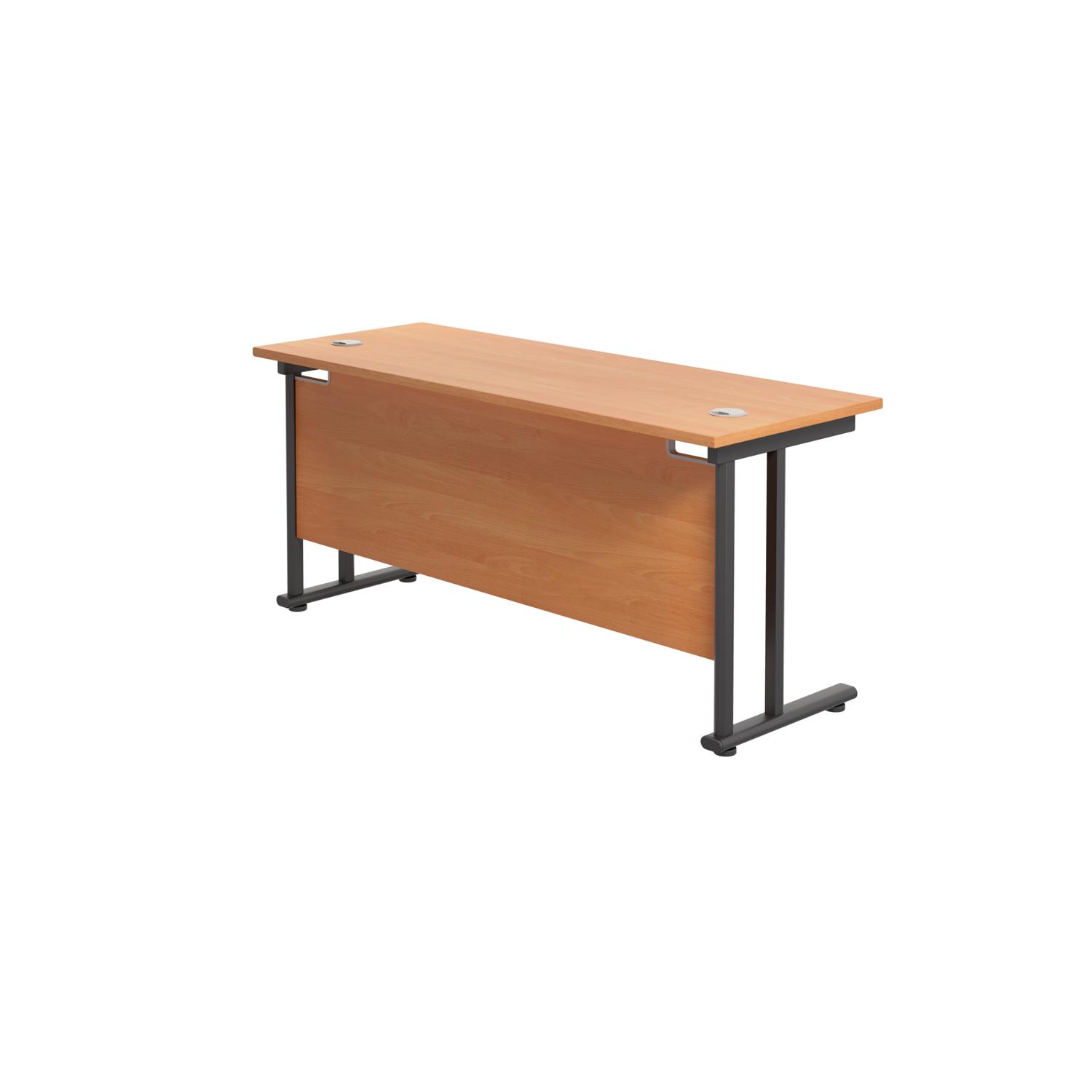 Twin Upright Rectangular Desk: 600mm Deep  1600X600 Beech/Black