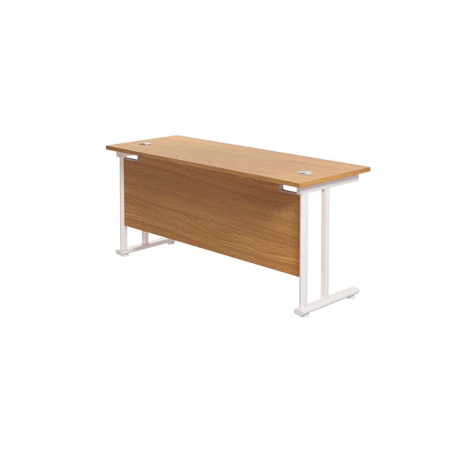 Twin Upright Rectangular Desk: 600mm Deep  1600X600 Nova Oak/White
