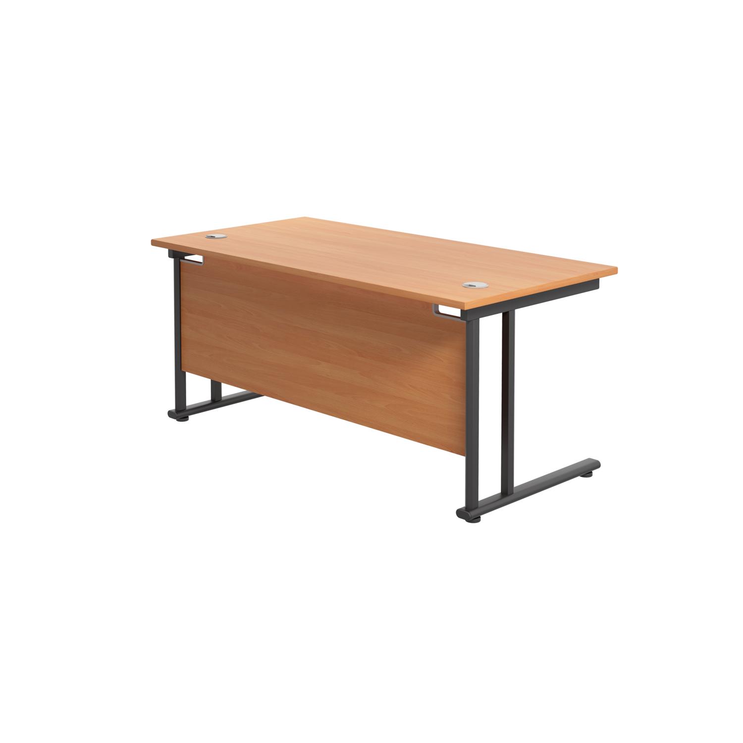 Twin Upright Rectangular Desk: 800mm Deep  1600X800 Beech/Black